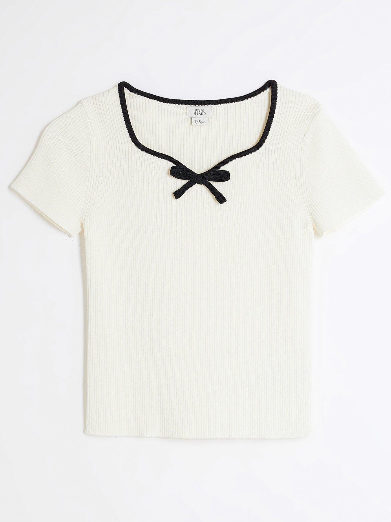 undefined Girls Sweetheart Bow Top - Cream
