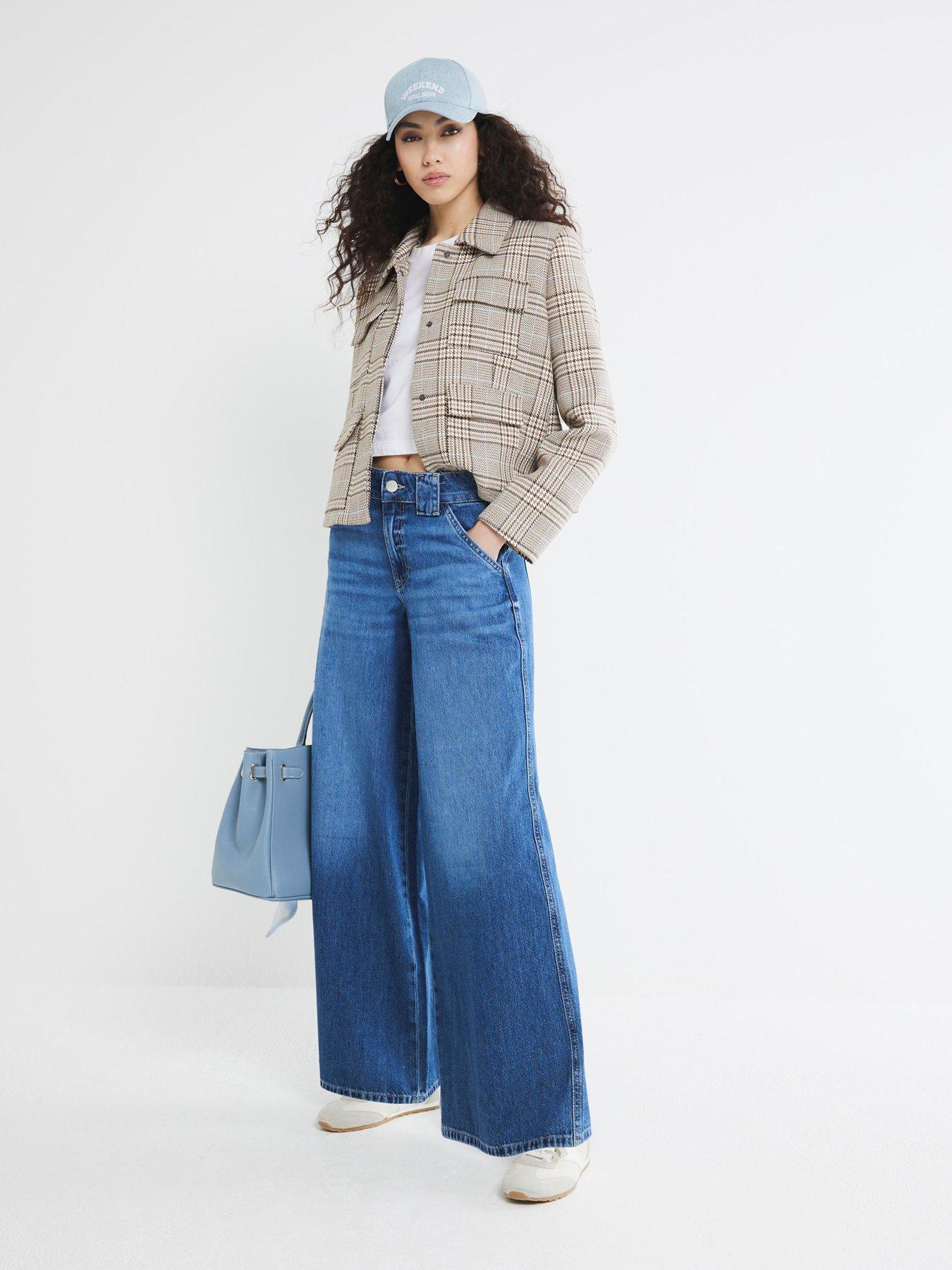 Image 3 of 6 of River Island Wide Leg Palazzo Trouser - Medium Denim