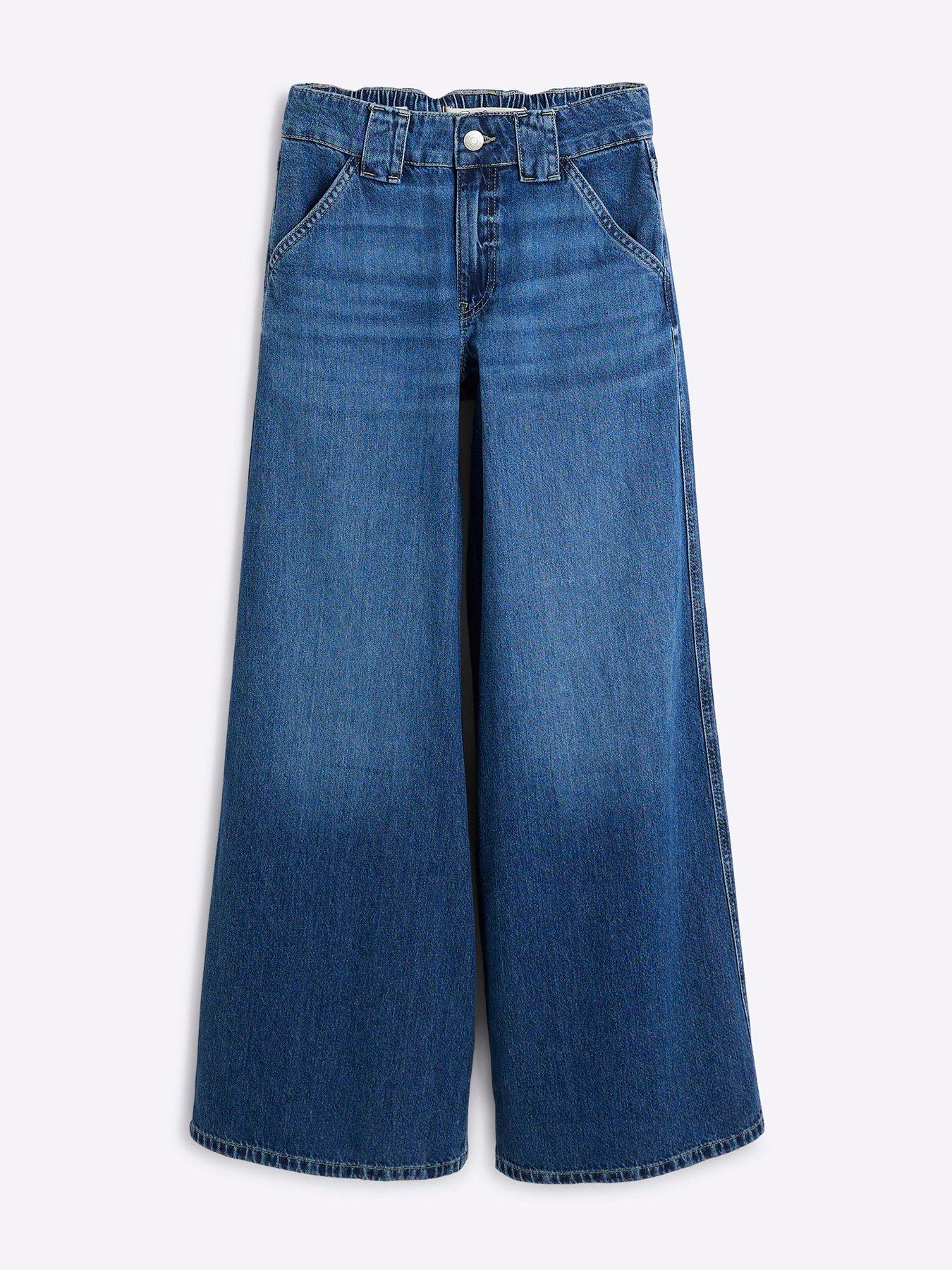 Image 5 of 6 of River Island Wide Leg Palazzo Trouser - Medium Denim