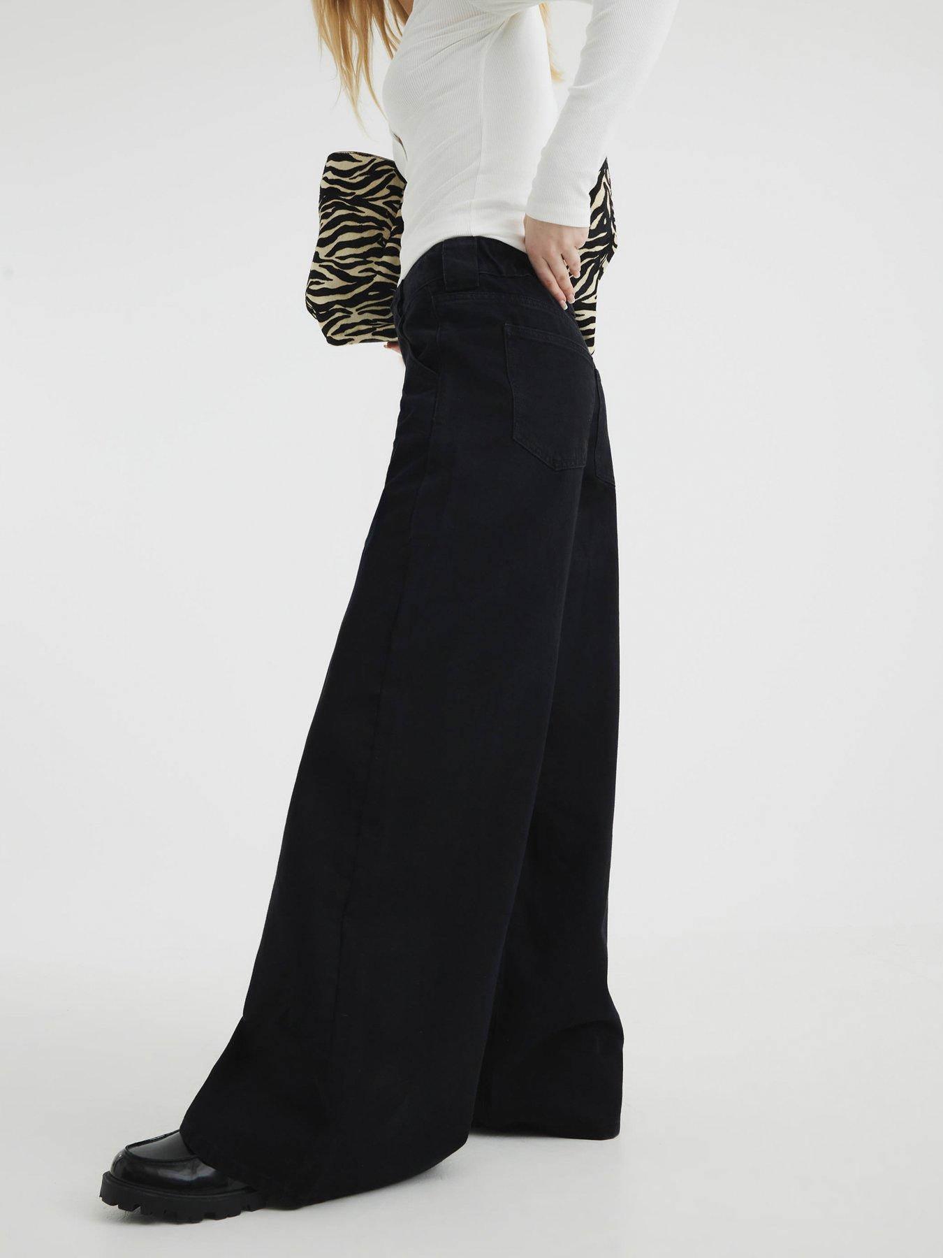Image 4 of 4 of River Island Wide Leg Palazzo Trousers - Black