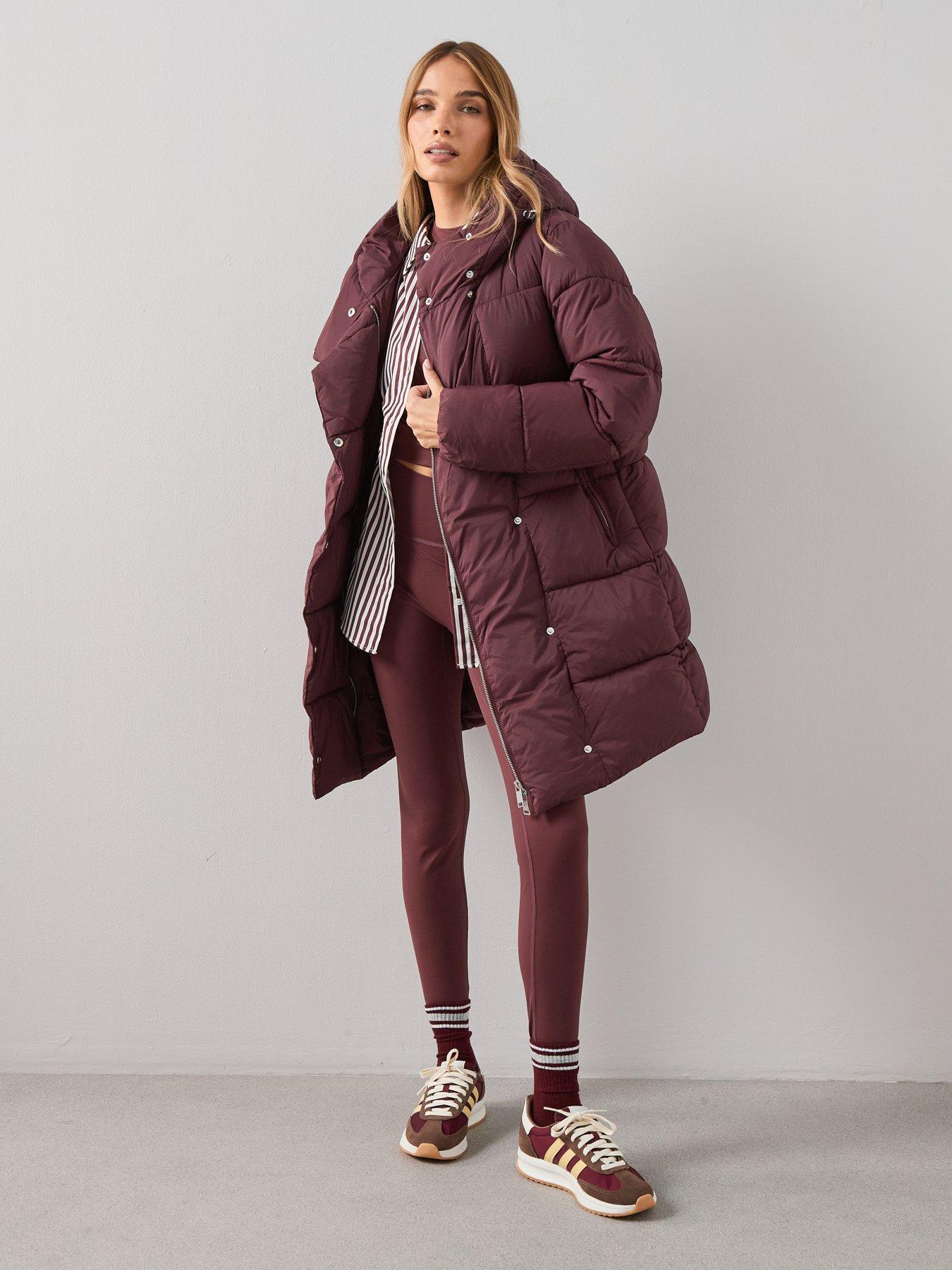 The Very Collection Asymmetric Padded Coat - Burgundy