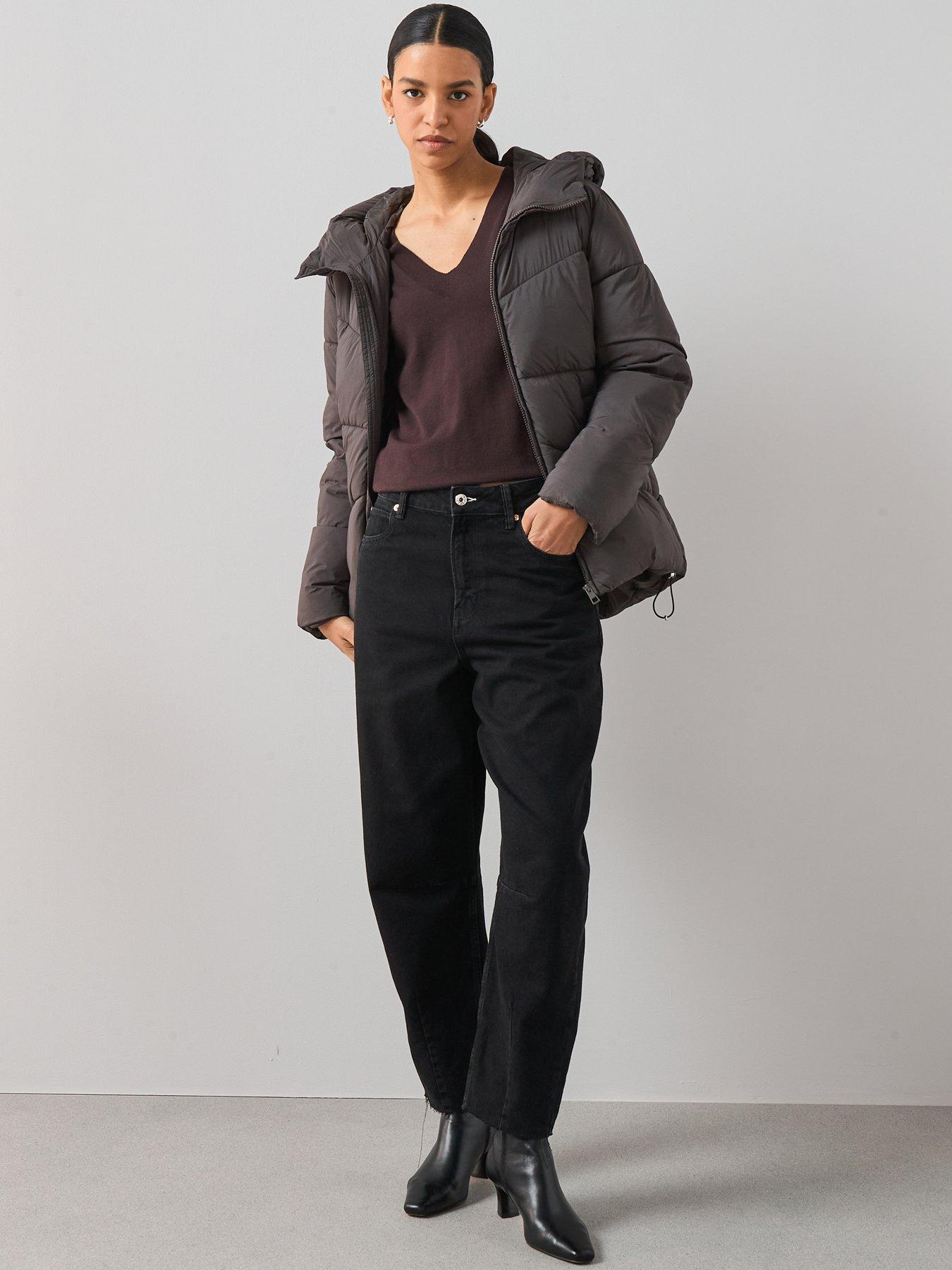 undefined Short Hooded Padded Jacket - Brown