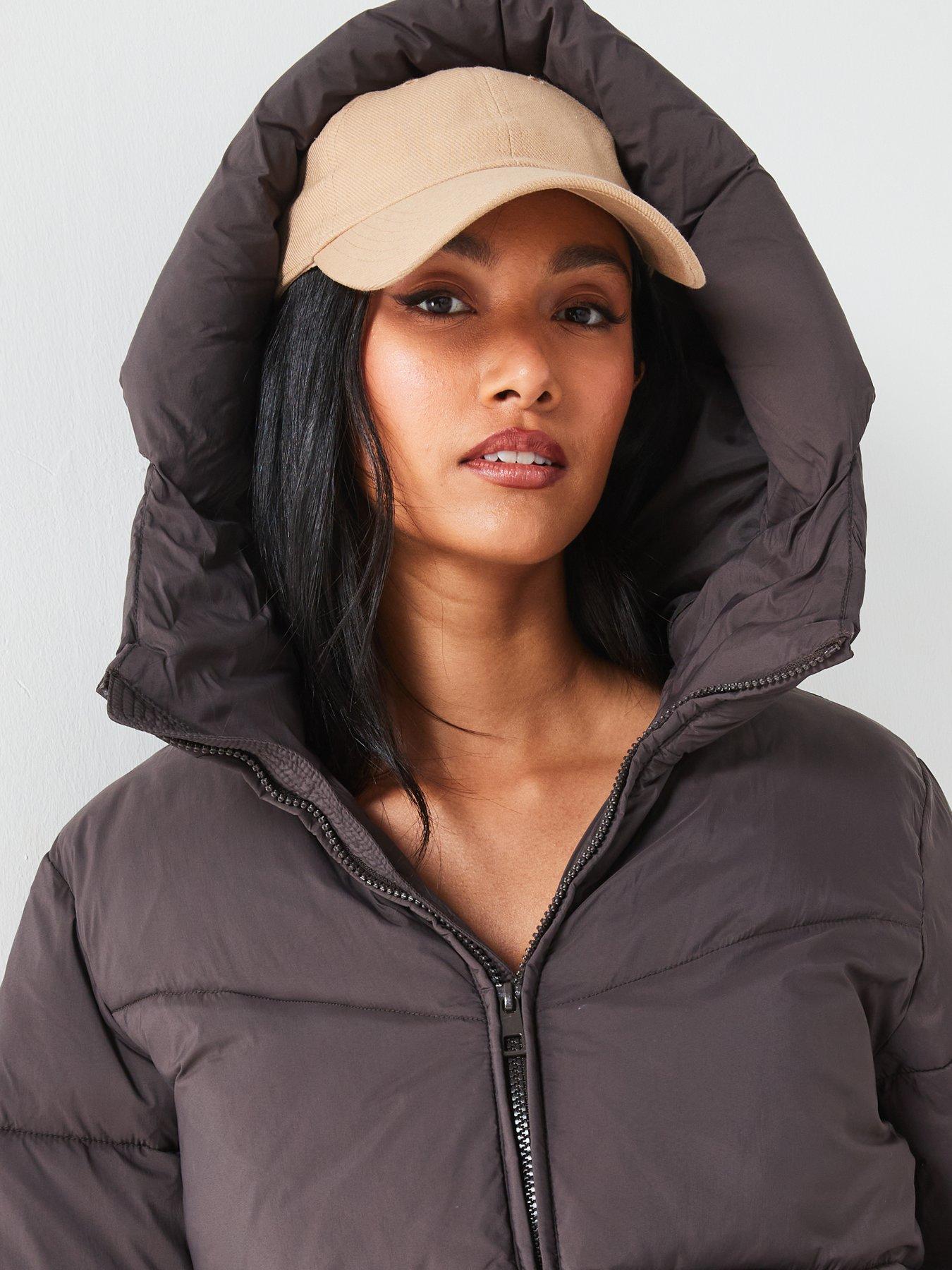 Image 4 of 6 of The Very Collection Short Hooded Padded Jacket - Brown