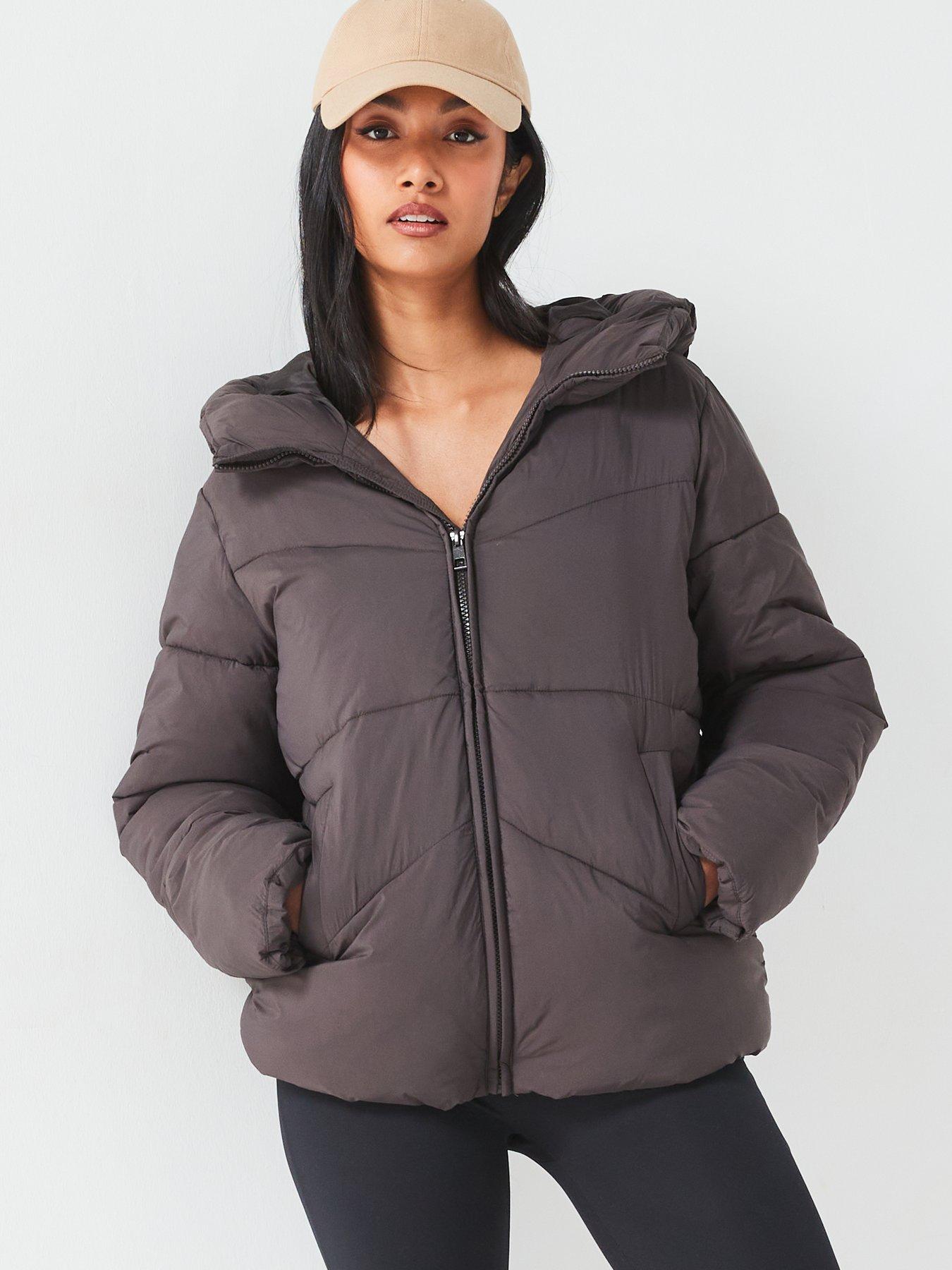 Image 6 of 6 of The Very Collection Short Hooded Padded Jacket - Brown