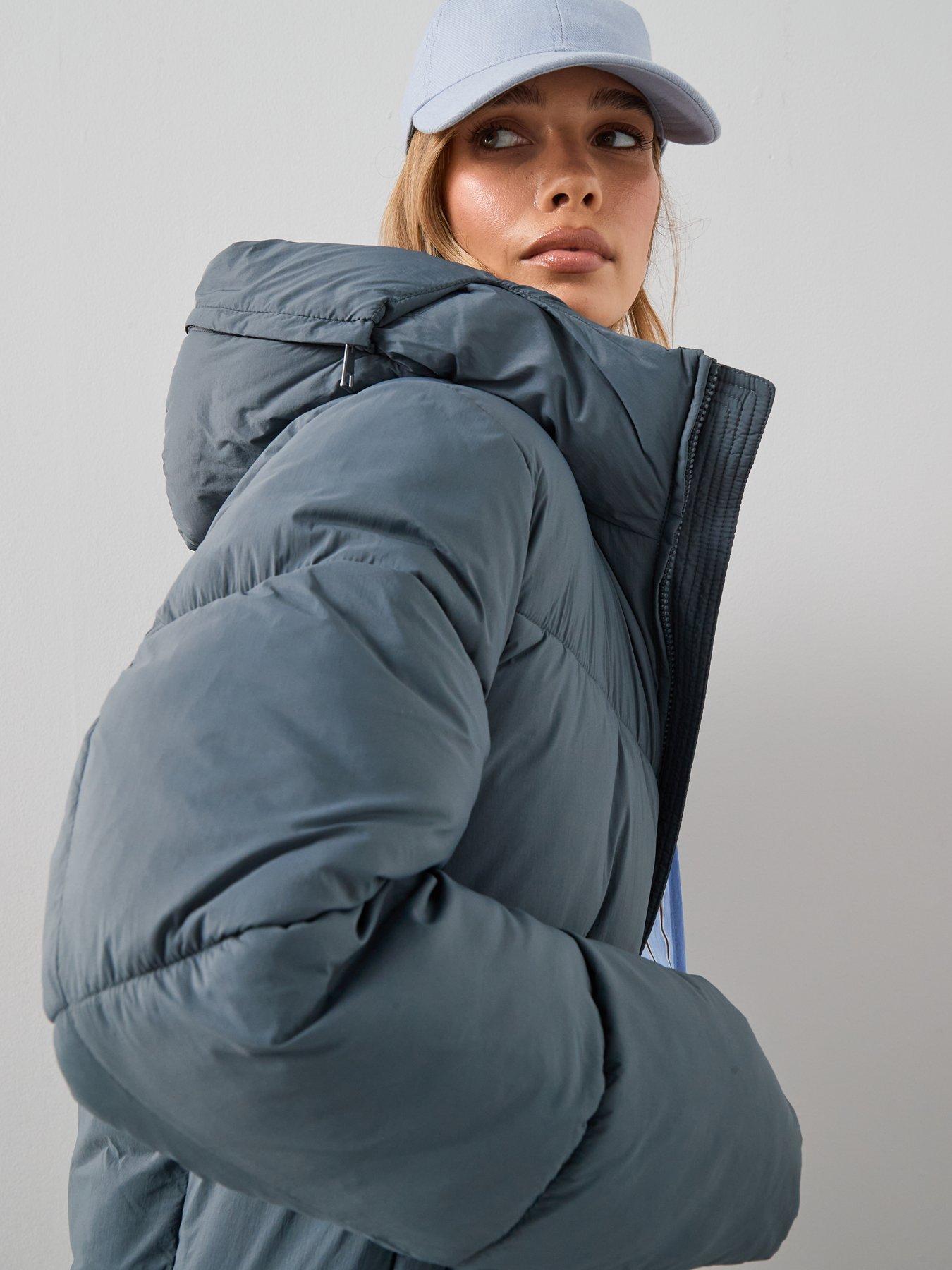 Image 4 of 7 of The Very Collection Short Hooded Padded Jacket - Grey