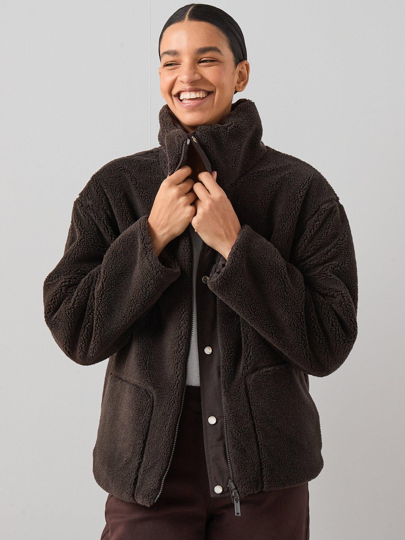 Image 6 of 6 of The Very Collection Reversible Quilted Jacket With Borg Collar - Brown