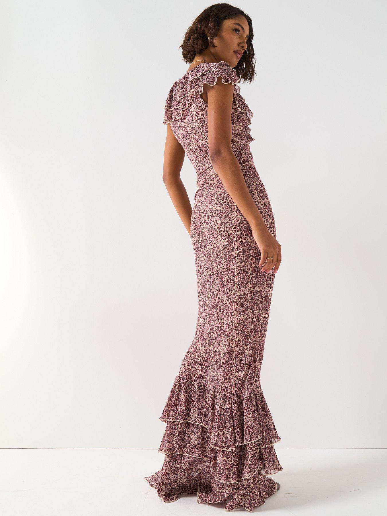 Image 2 of 6 of V by Very Paisley Printed Ruffled Belted Maxi Dress - Print