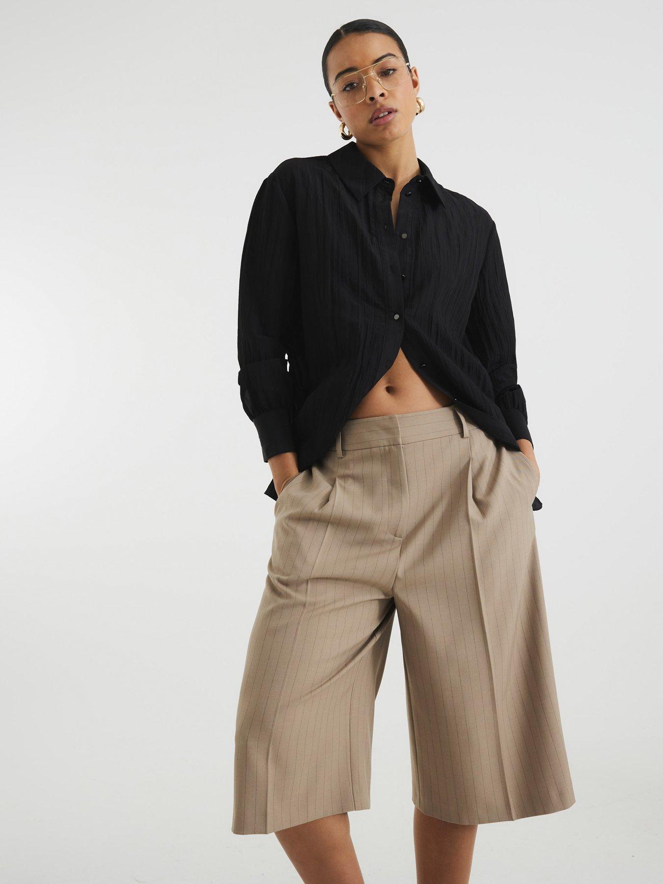 undefined Crinkle Tie Side Shirt - Black