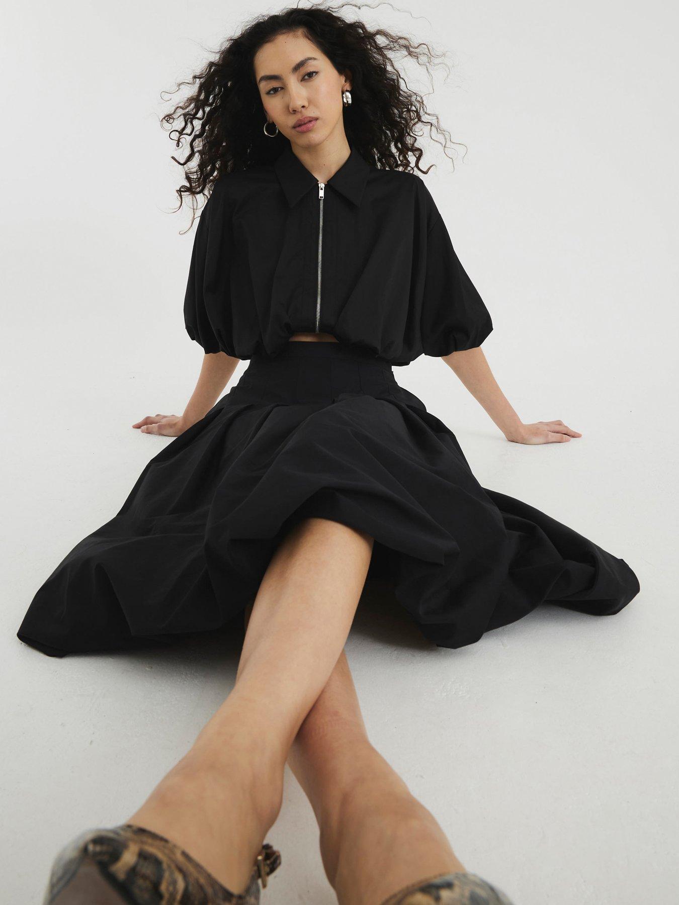 undefined Puffball Midi Skirt - Black