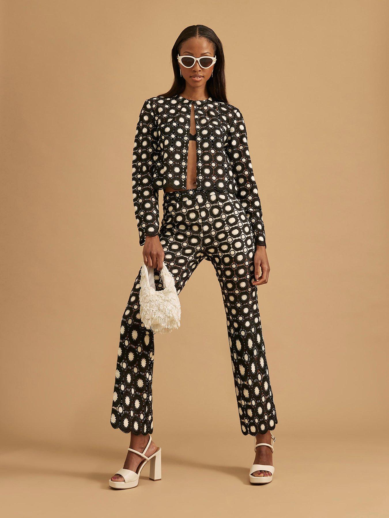 undefined Crochet Flare Trouser - Black