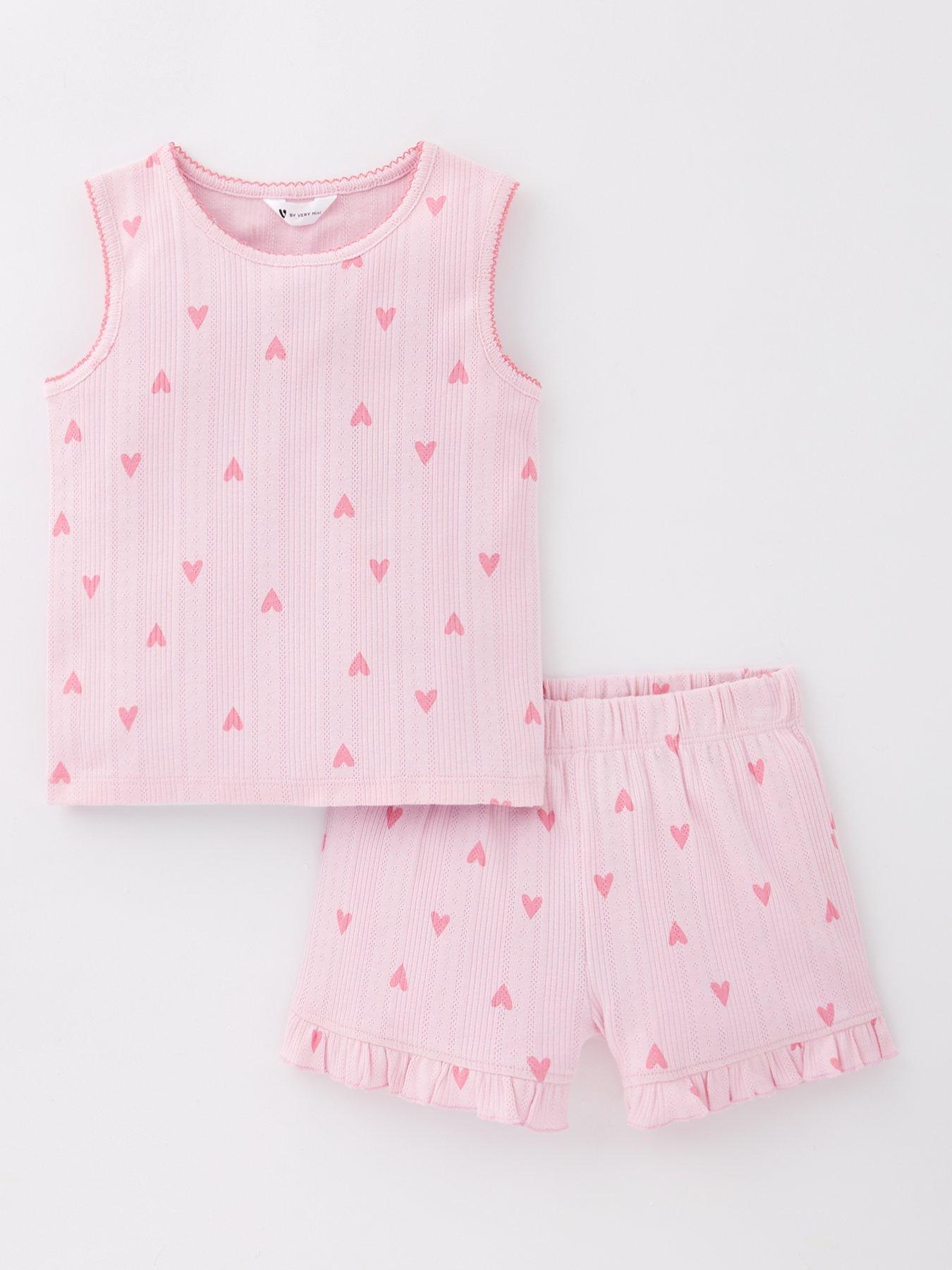 Mini V by Very Girls Pointelle Short Pyjama Set - Pink