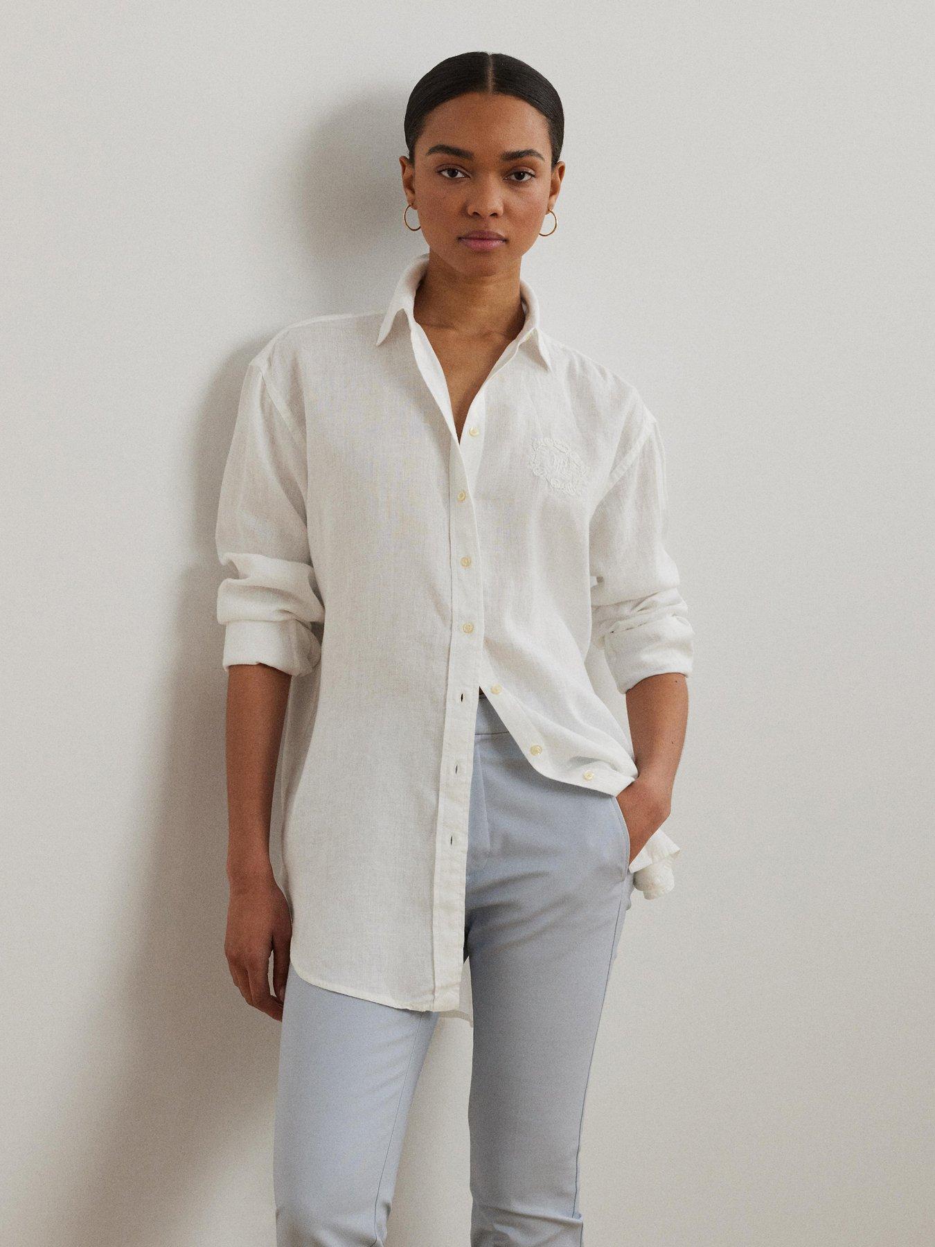 undefined Zavandra-Long Sleeve-Button Front Shirt - White