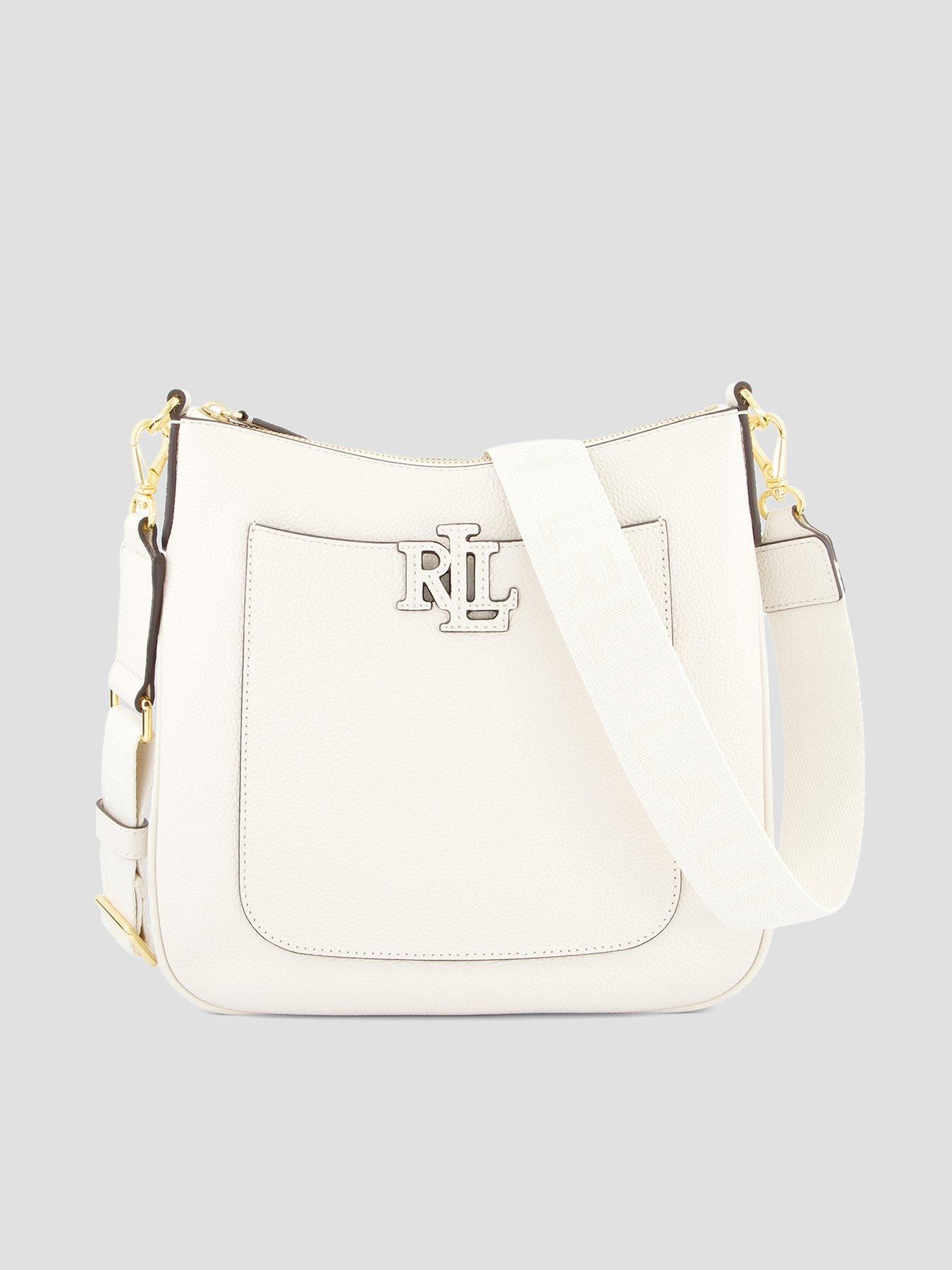 Lauren by Ralph Lauren Pebbled Leather Large Cameryn Crossbody Bag - White