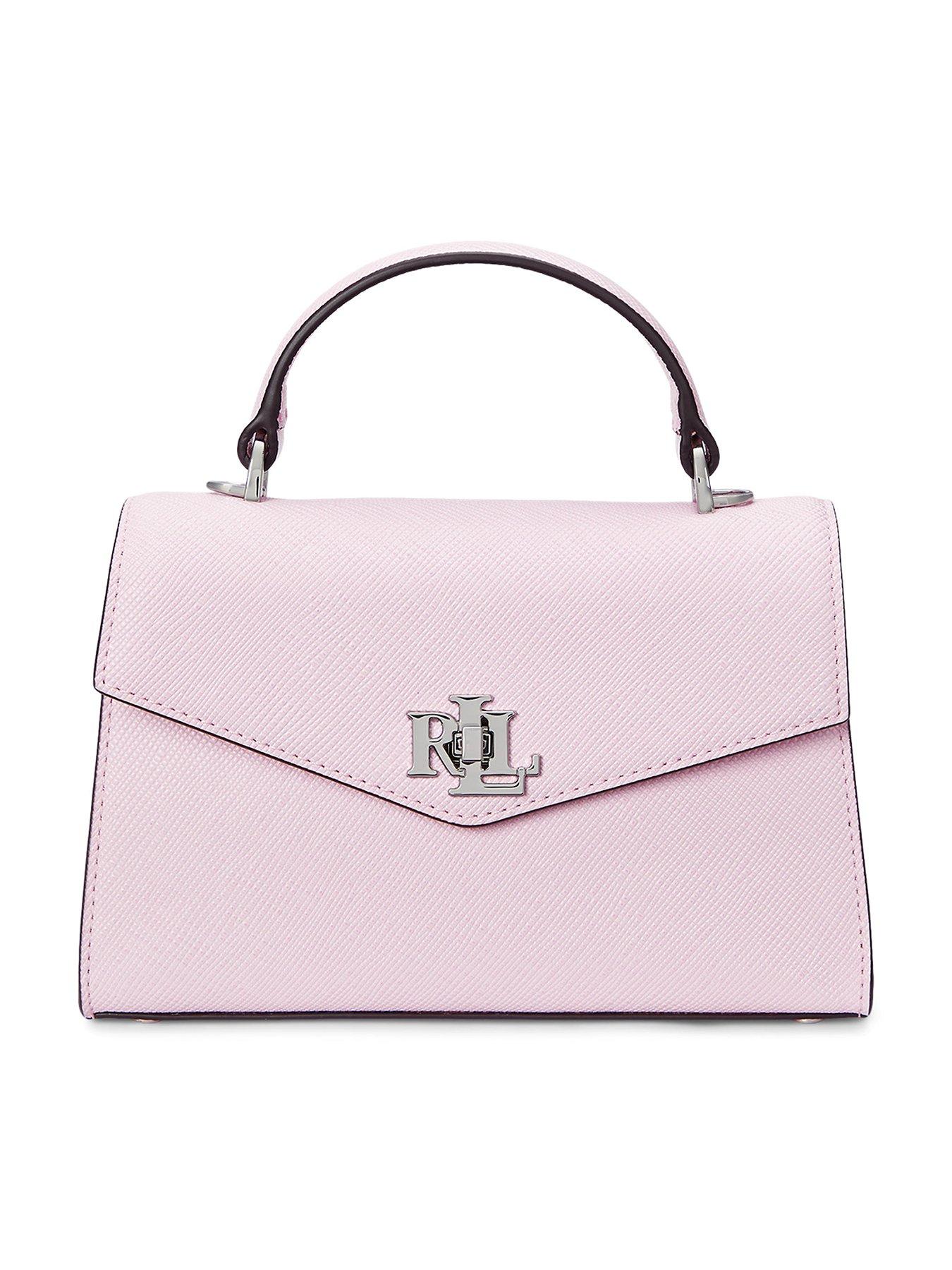 undefined Crosshatch Leather Small Farrah Satchel Bag - Pink