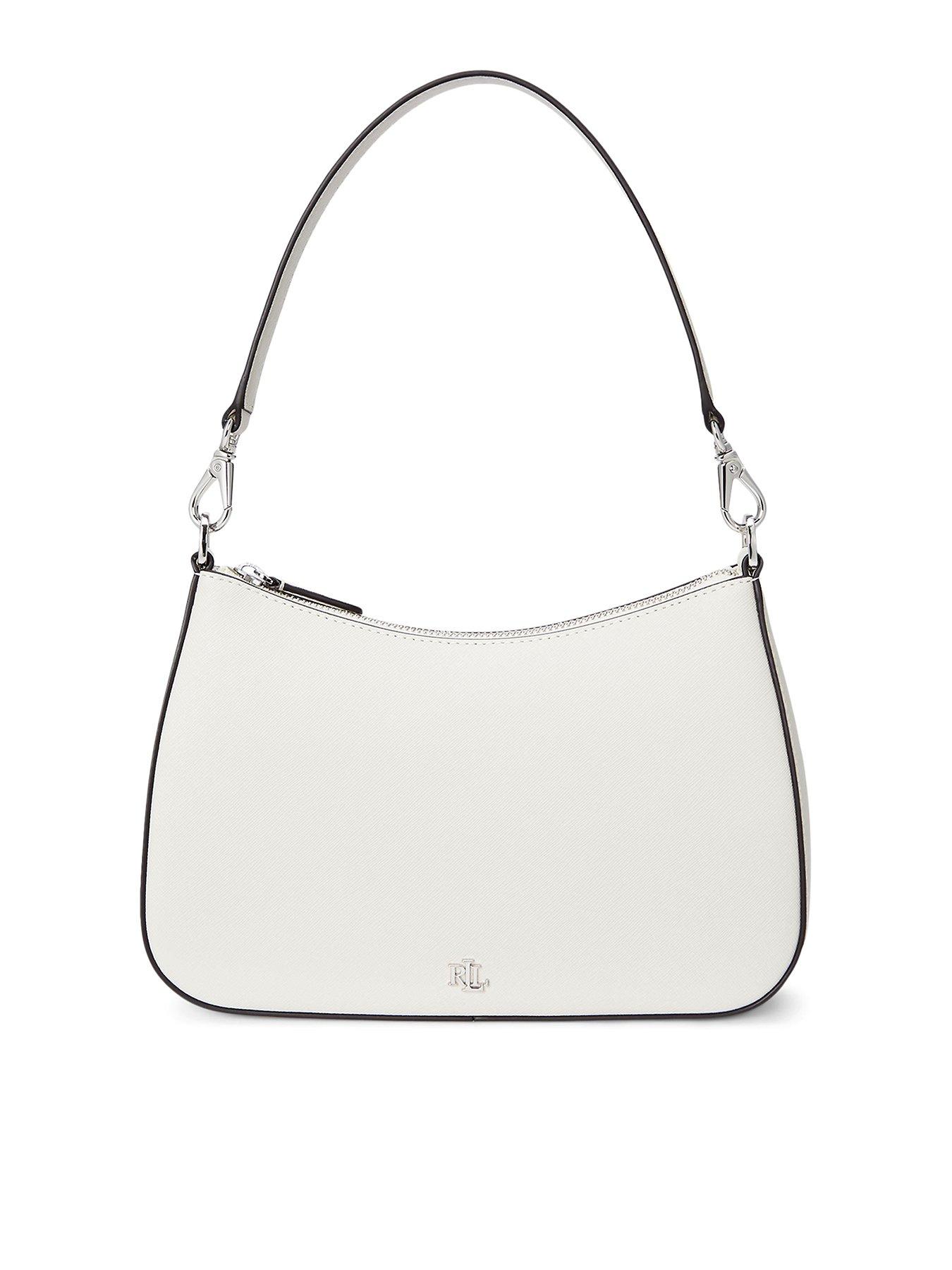 Image of Lauren by Ralph Lauren Crosshatch Danni Medium Shoulder Bag - White, WHITE, Women