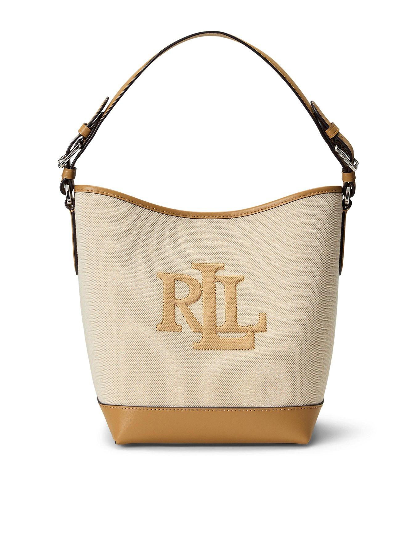 Image of Lauren by Ralph Lauren Canvas Medium Whitley Bucket Bag - Natural, BEIGE, Women