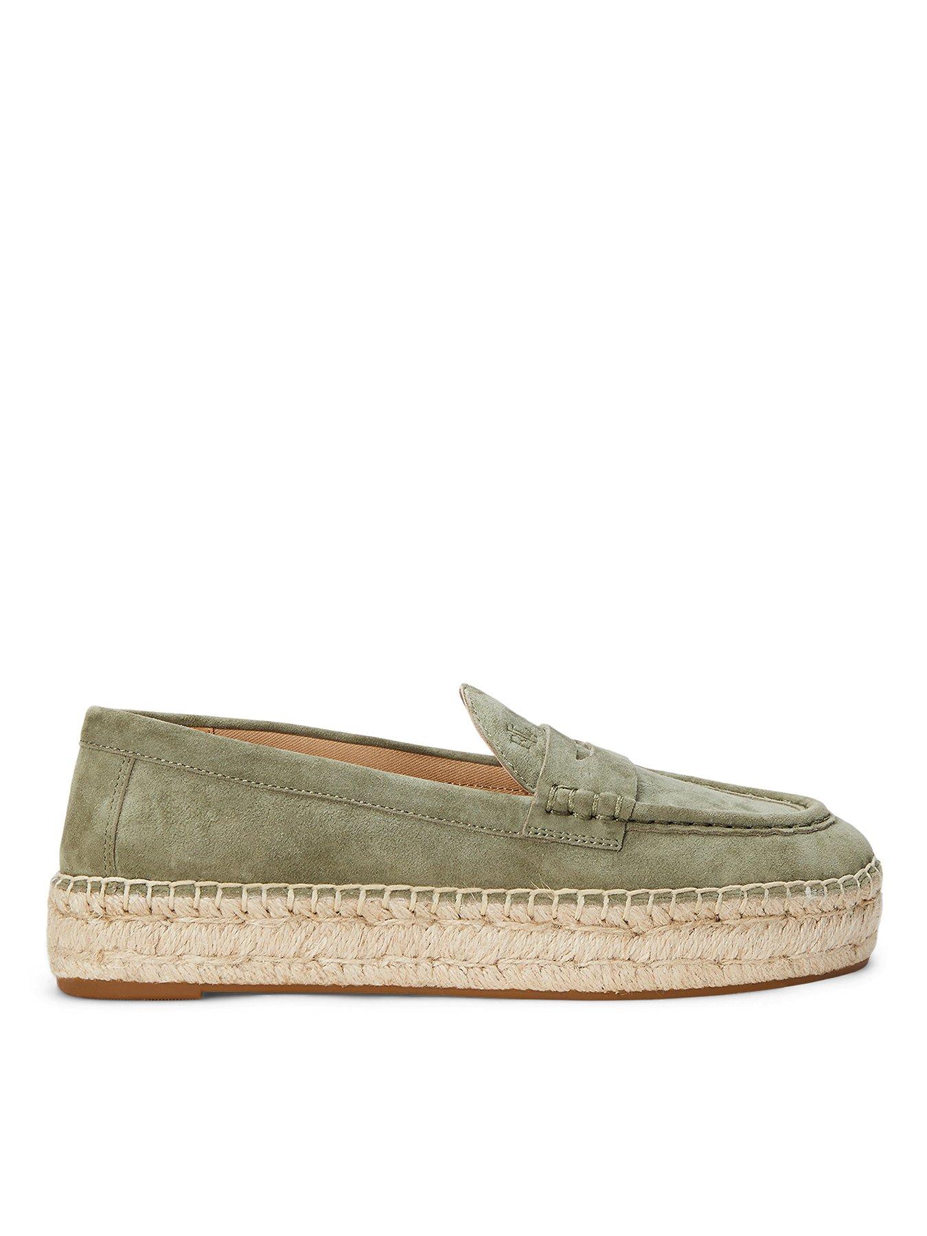 Image of Lauren by Ralph Lauren Luize Suede Espadrille Loafer - Sage Green, GREEN, Size 5, Women