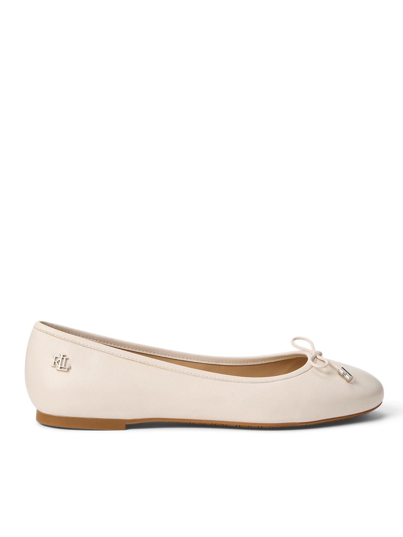 Image of Lauren by Ralph Lauren Jayna Leather Ballet Flat - White, WHITE, Size 6, Women