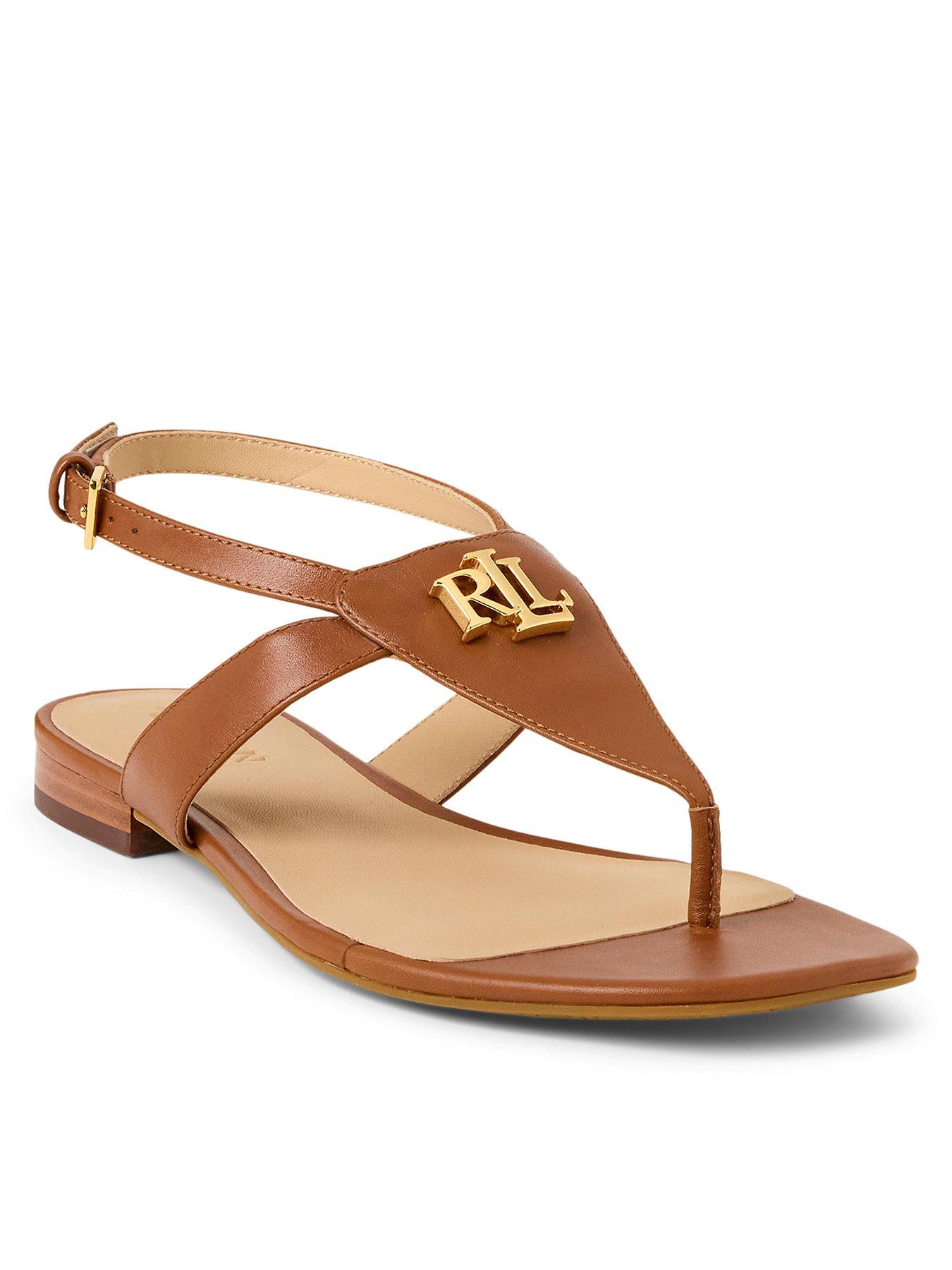 Image of Lauren by Ralph Lauren Everley Leather Sandal - Tan, BROWN, Size 3, Women