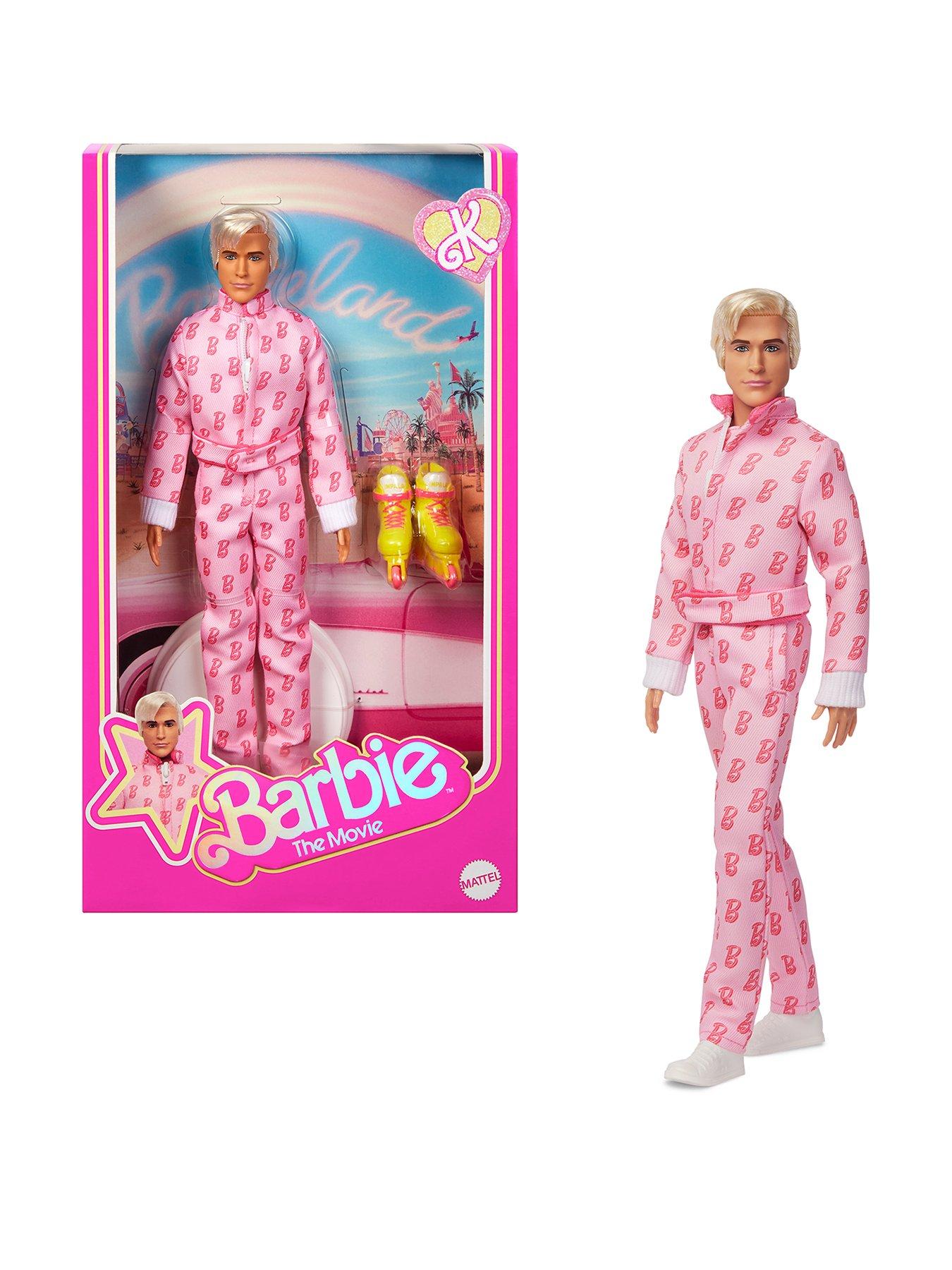 Image 1 of 8 of Barbie The Movie Ken Collectible Doll, Ryan Gosling as Ken Wearing Pink Jumpsuit with &ldquo;B&rdquo; Detail