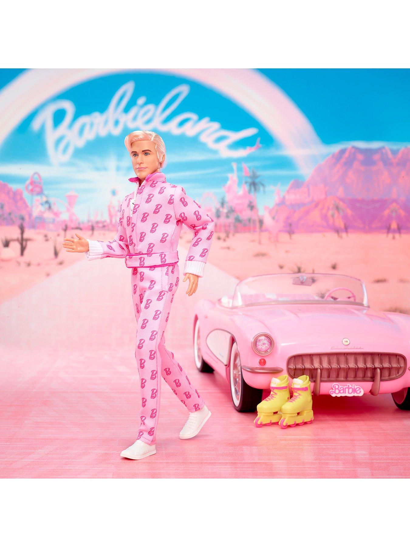 Image 3 of 8 of Barbie The Movie Ken Collectible Doll, Ryan Gosling as Ken Wearing Pink Jumpsuit with &ldquo;B&rdquo; Detail