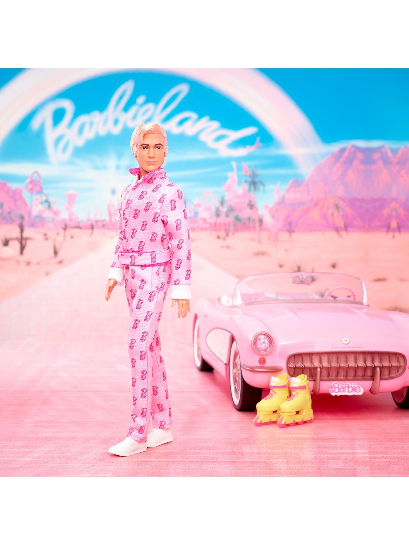 Image 5 of 8 of Barbie The Movie Ken Collectible Doll, Ryan Gosling as Ken Wearing Pink Jumpsuit with &ldquo;B&rdquo; Detail
