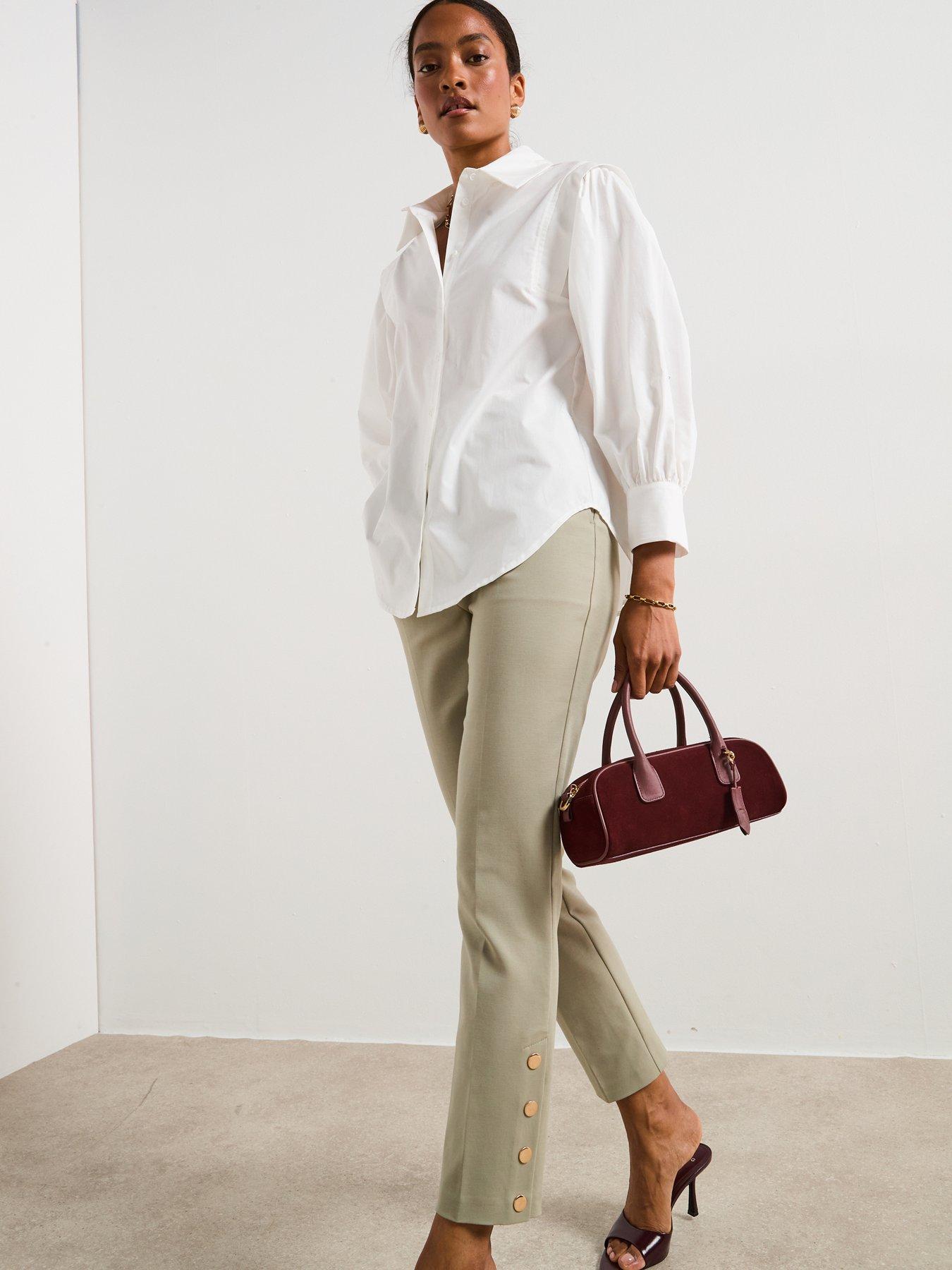 Image 3 of 6 of V by Very Balloon Sleeve Cotton Button Through Shirt - White