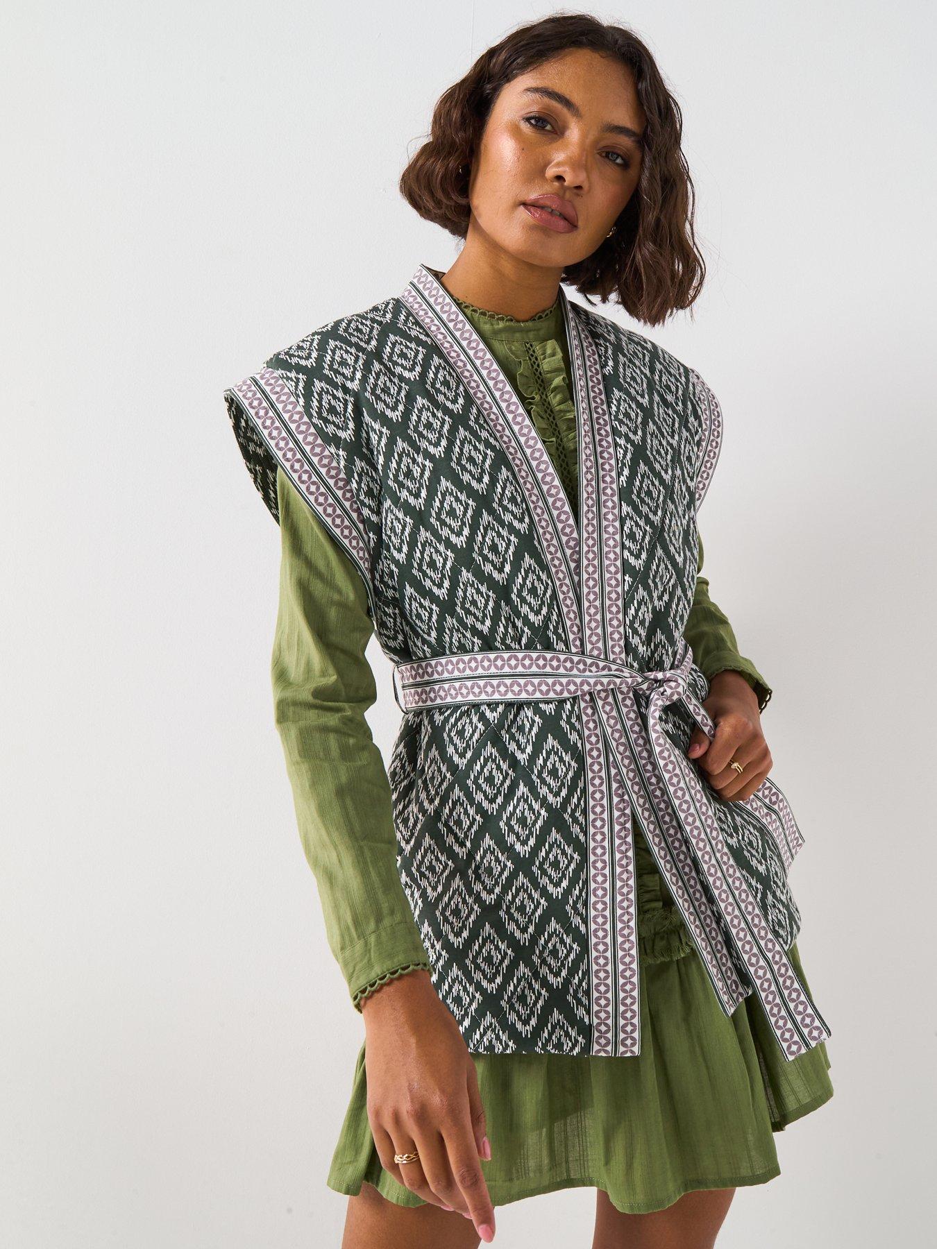 undefined Printed Wrap Gillet - Green