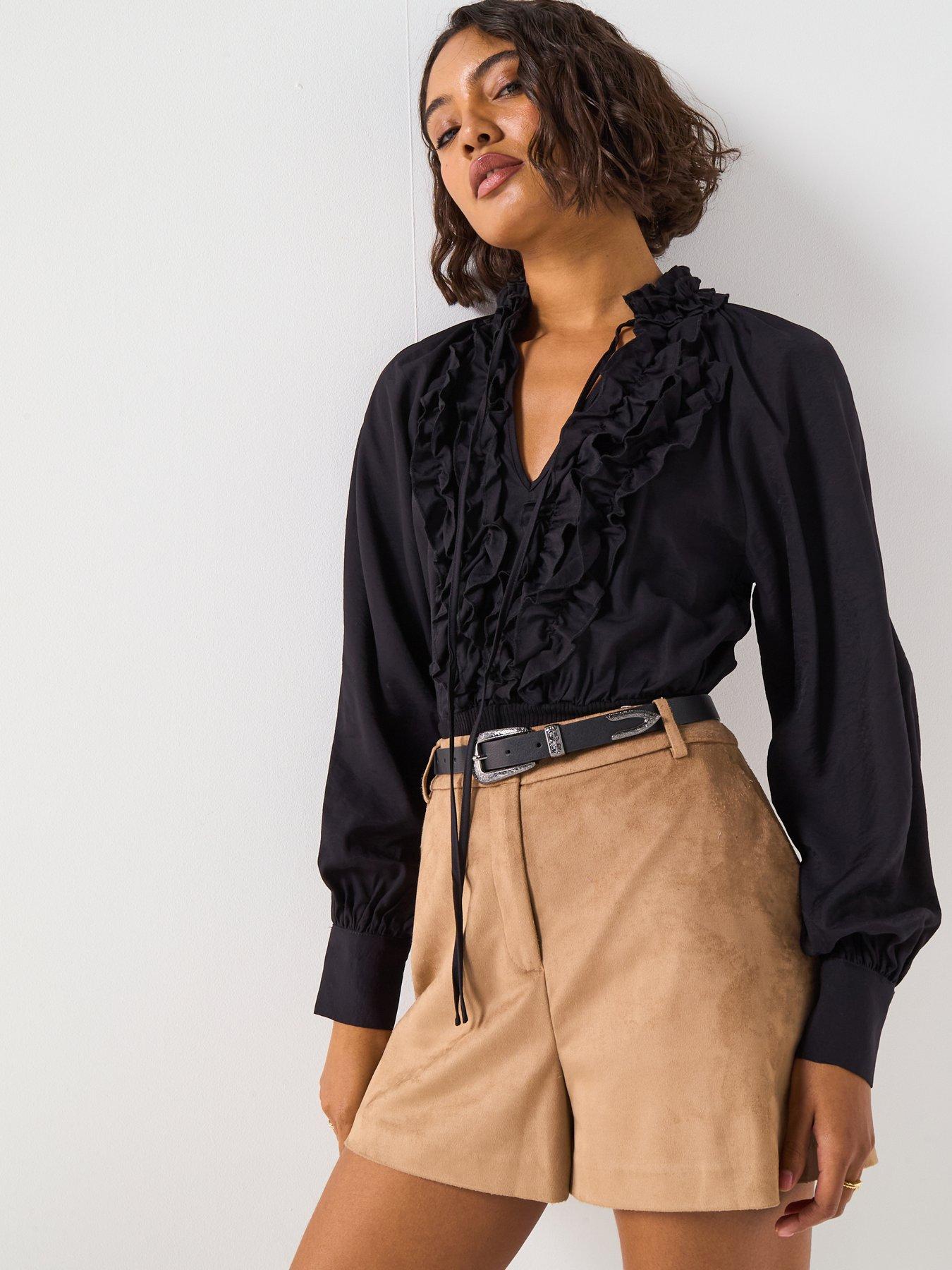 undefined Ruffle Rib Bottom Blouse