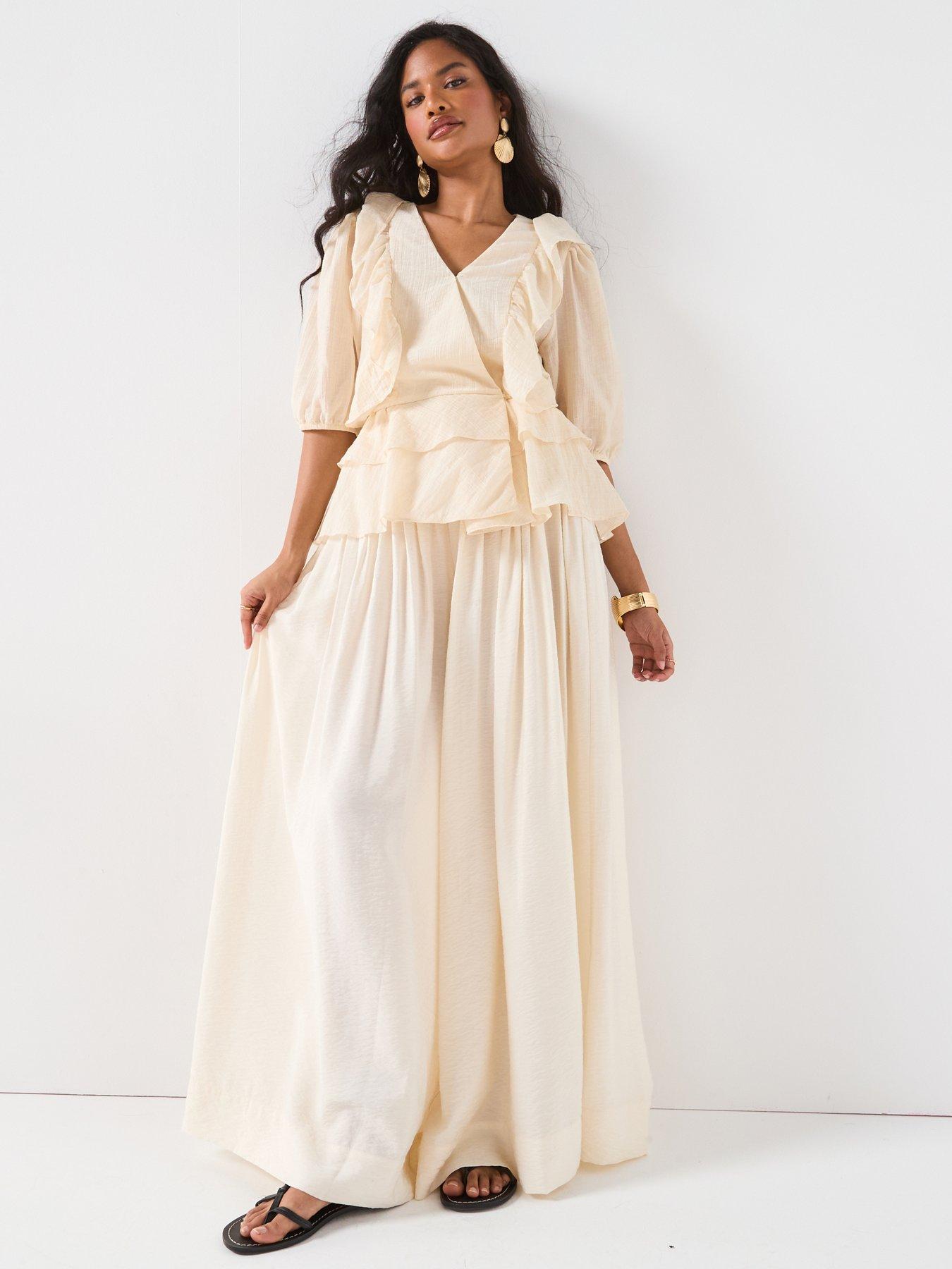 undefined Wrap Frill Blouse - Cream