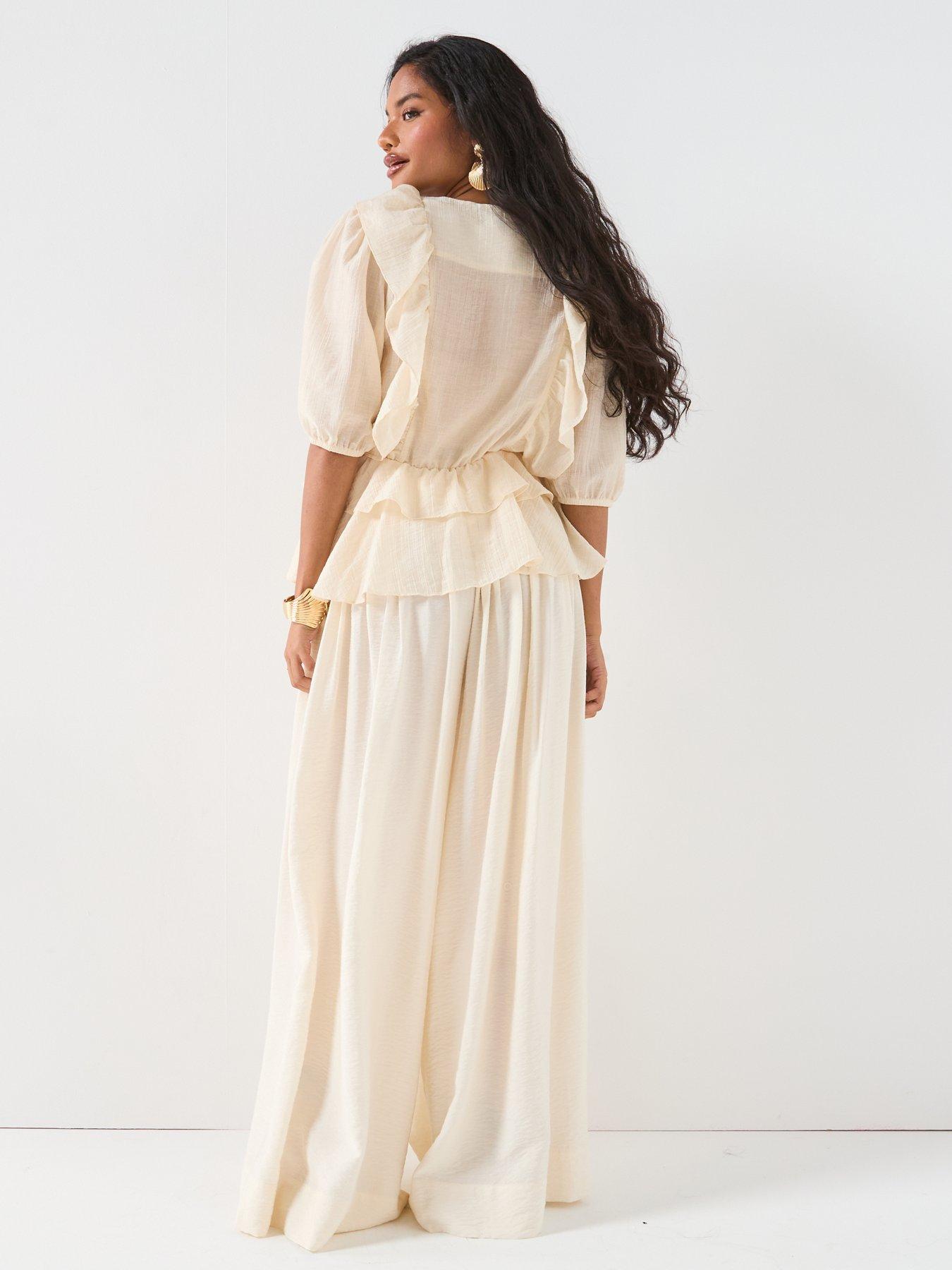 Image 2 of 6 of V by Very Wrap Frill Blouse - Cream