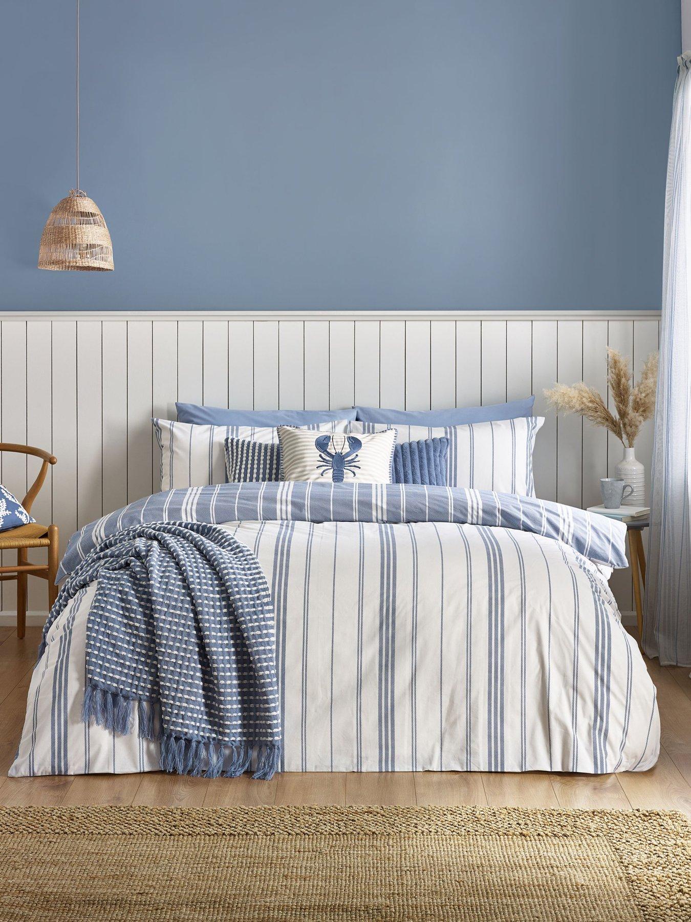 Product photograph of Catherine Lansfield Harbour Stripe Duvet Cover Set from very.co.uk
