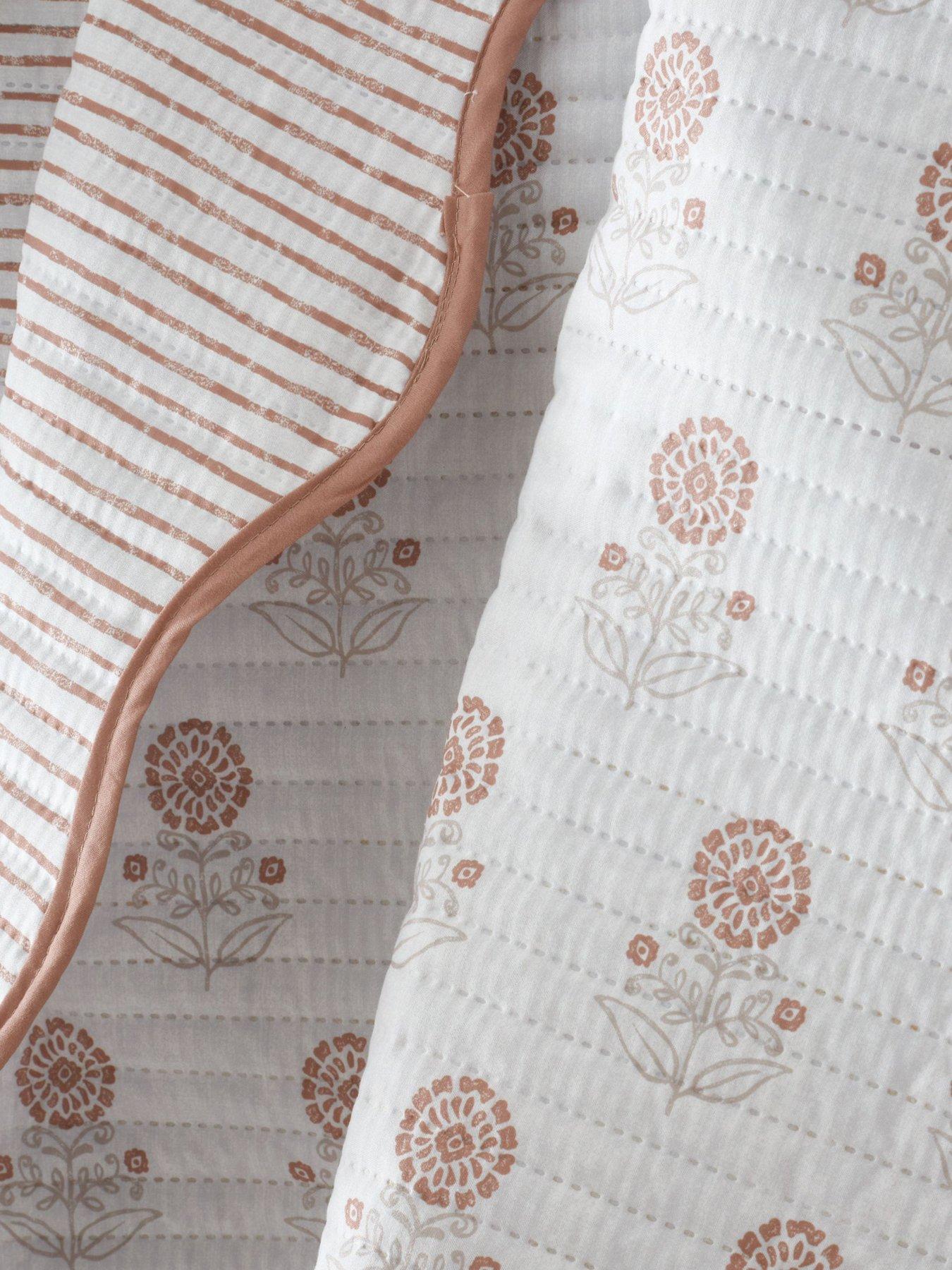 Image 3 of 3 of Pineapple Elephant Woodblock Floral Bedspread Throw