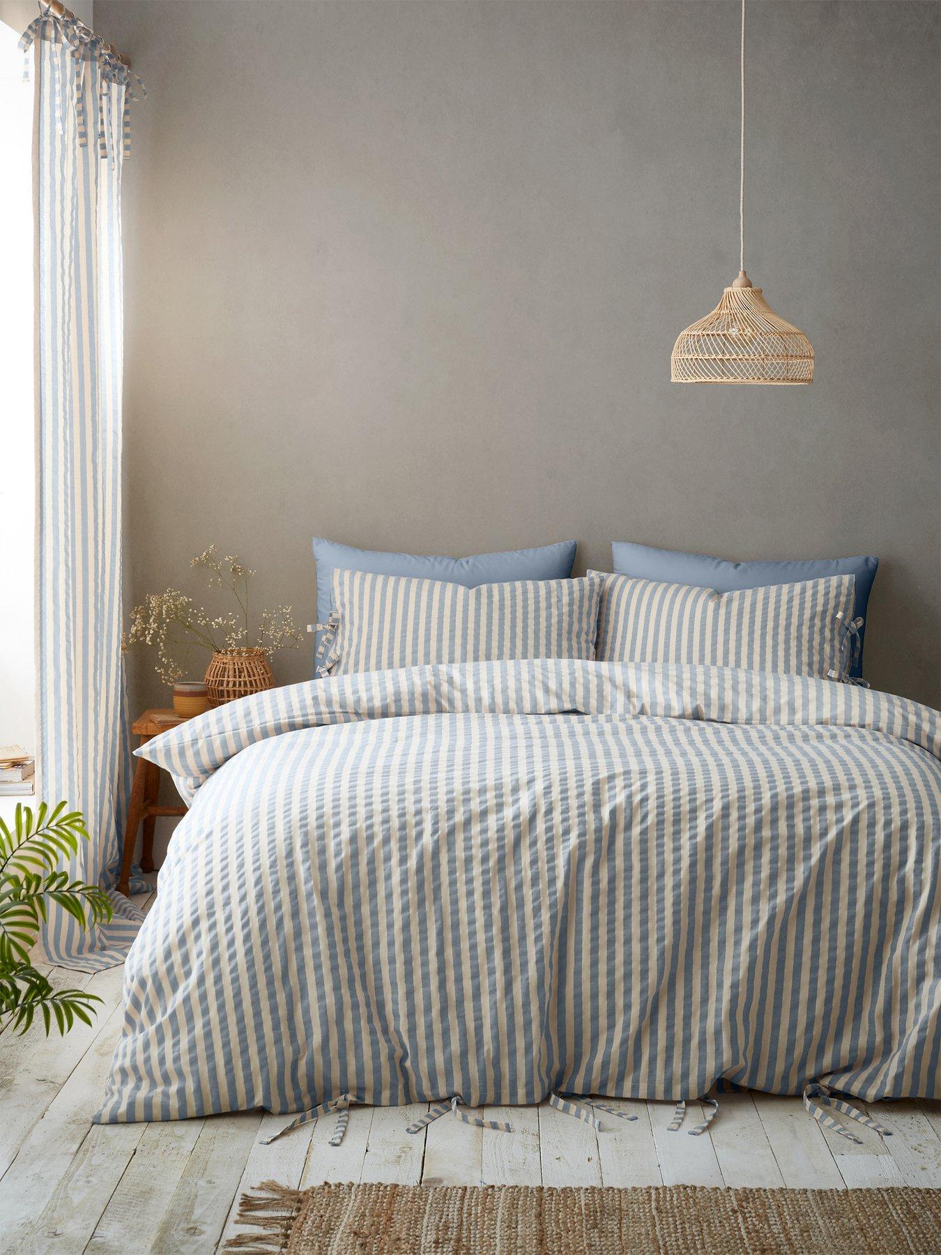 Image 1 of 5 of Pineapple Elephant Zanzibar Yarn Dyed Stripe Duvet Set - Blue