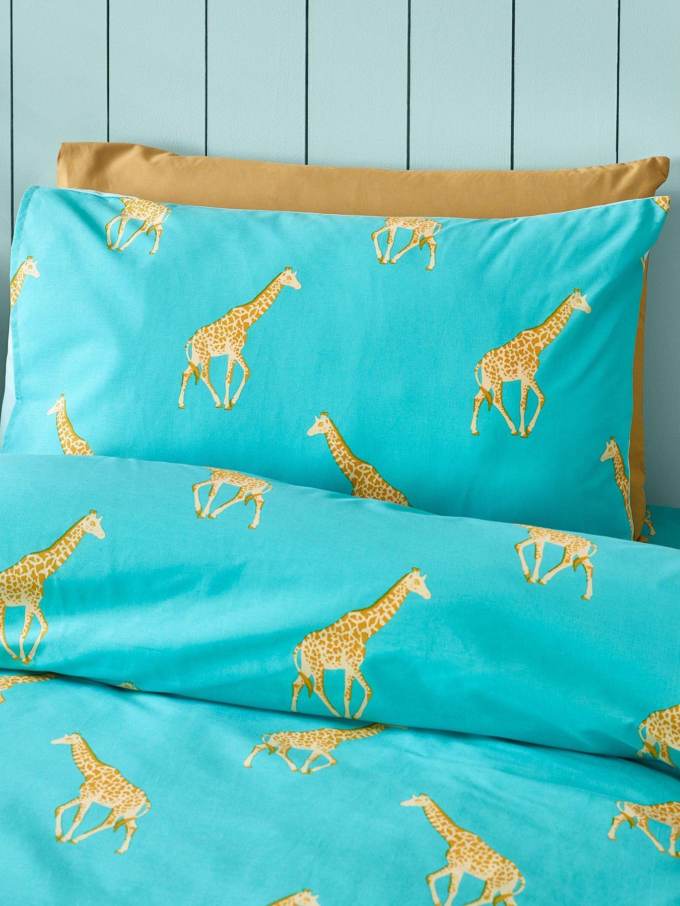 Catherine Lansfield Serviette De Plage Girafe Jaune En Coton - Serviette Douce Et Absorbante 76x160 Cm