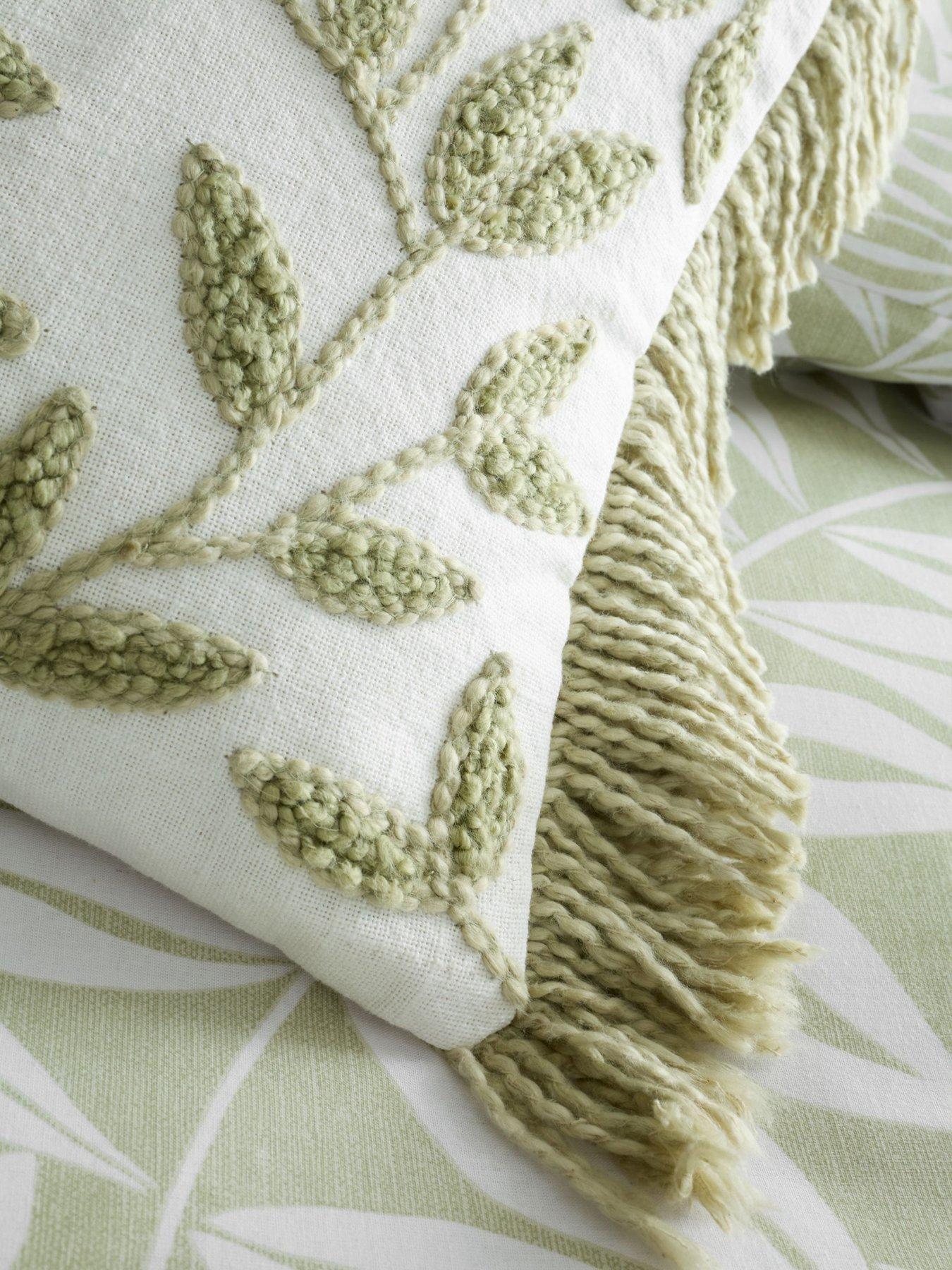 Image 3 of 3 of Catherine Lansfield Tufted Sorrel Leaf 100% Cotton Filled Cushion
