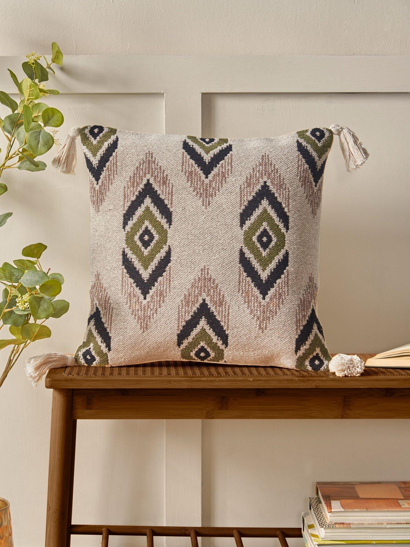 Pineapple Elephant Emir Ikat 100% Cotton Filled Cushion