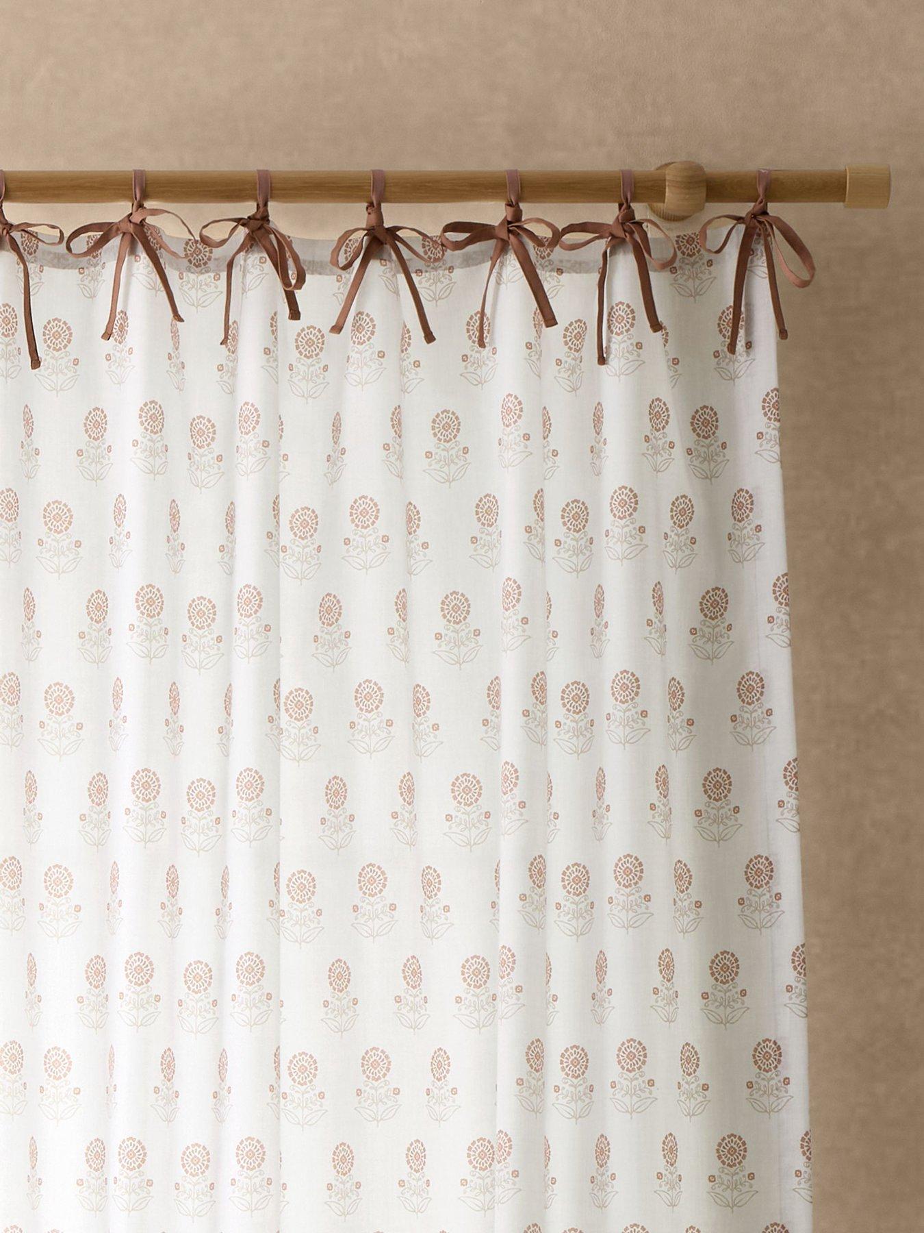 Pineapple Elephant Woodblock Floral Tie Top Voile Curtain