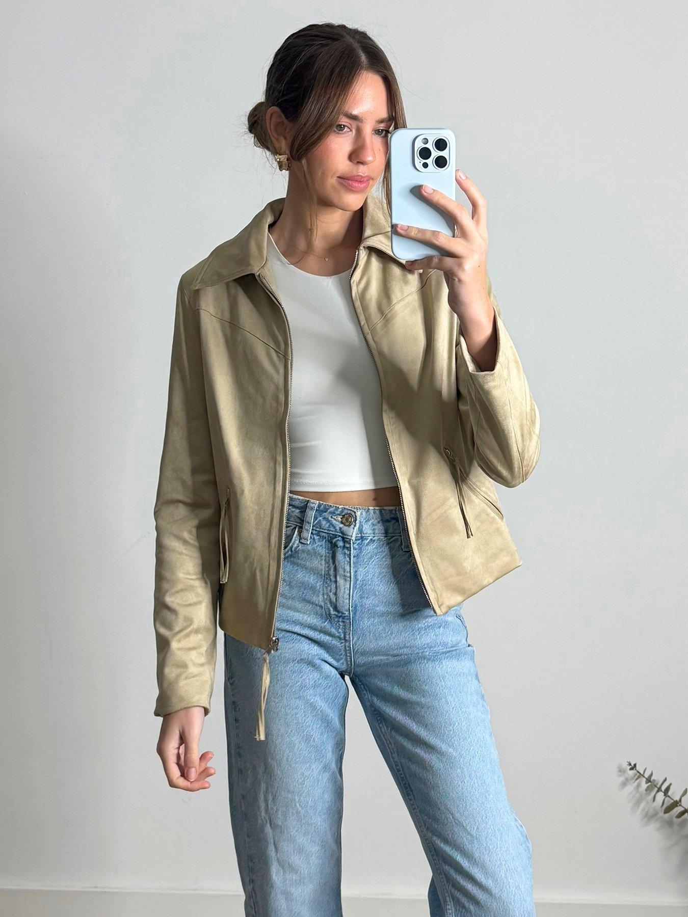 JULIETTE RED/BEIGE CHECKERED ZIP JACKET