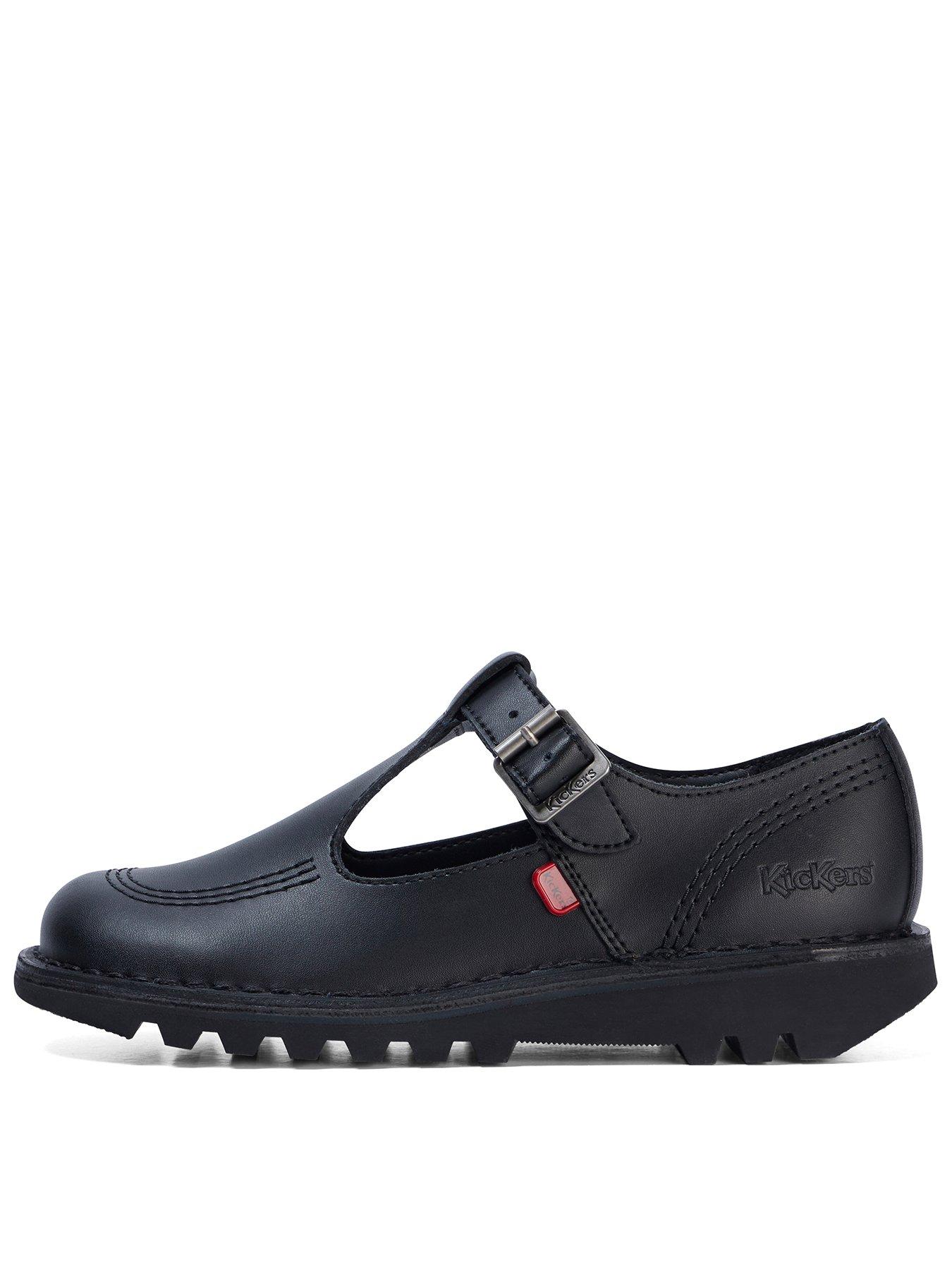 Kickers Kick T Bar Leather Shoe - Black