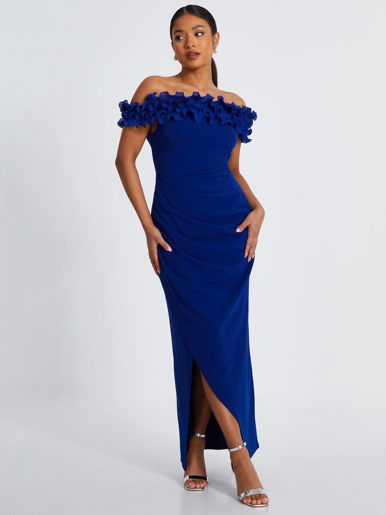 undefined Petite Royal Blue Ruffle Maxi Dress