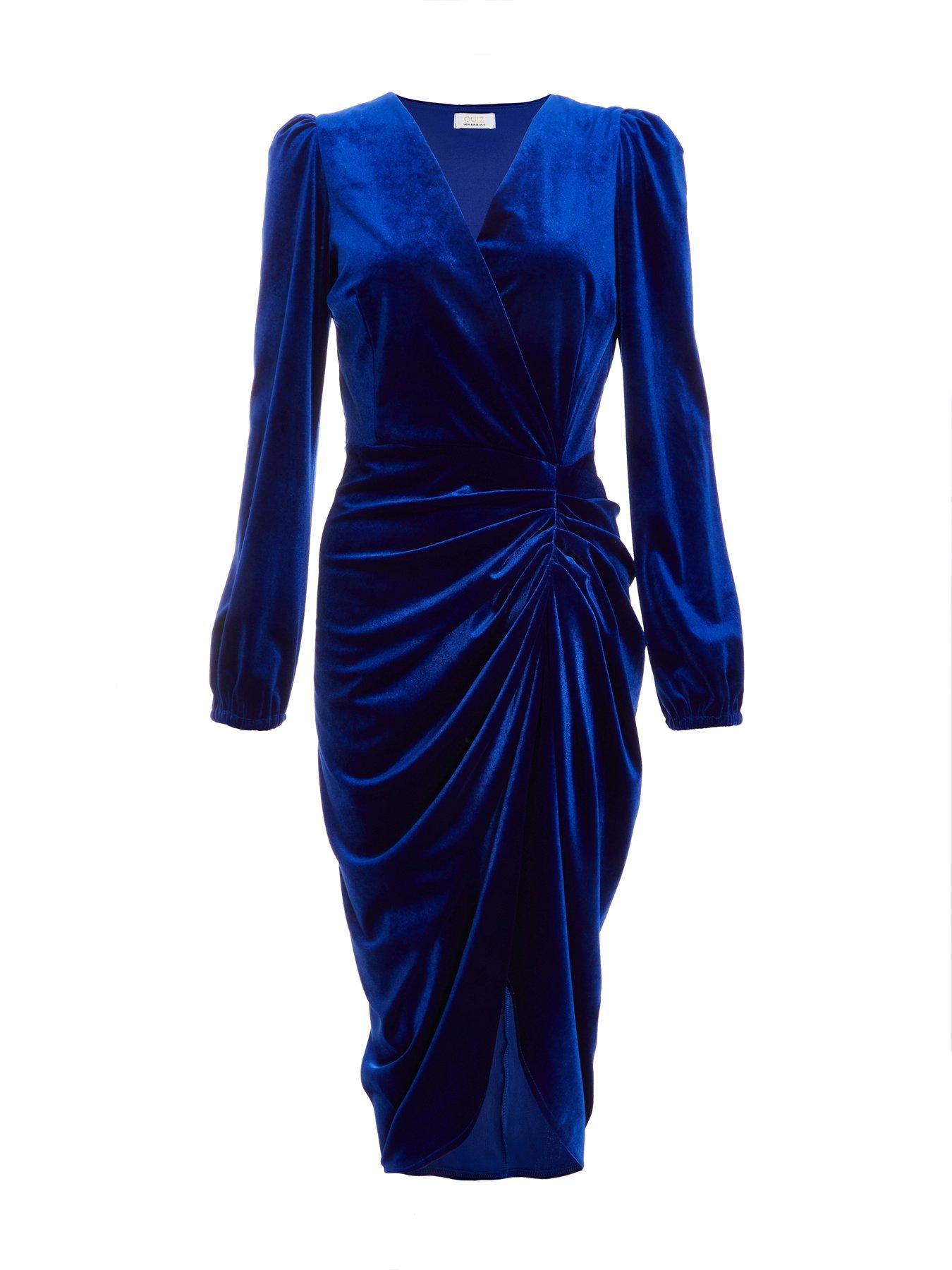 Quiz blue velvet dress hotsell