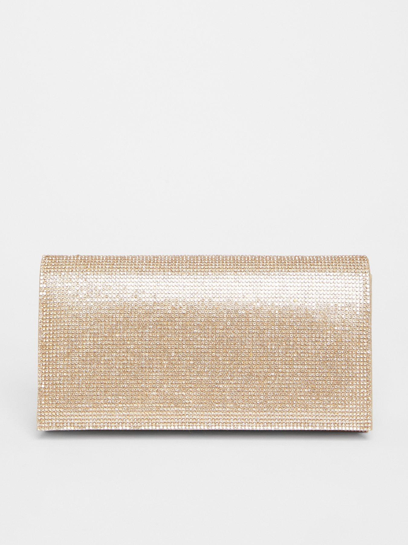 undefined Gold Diamante Rectangle Clutch