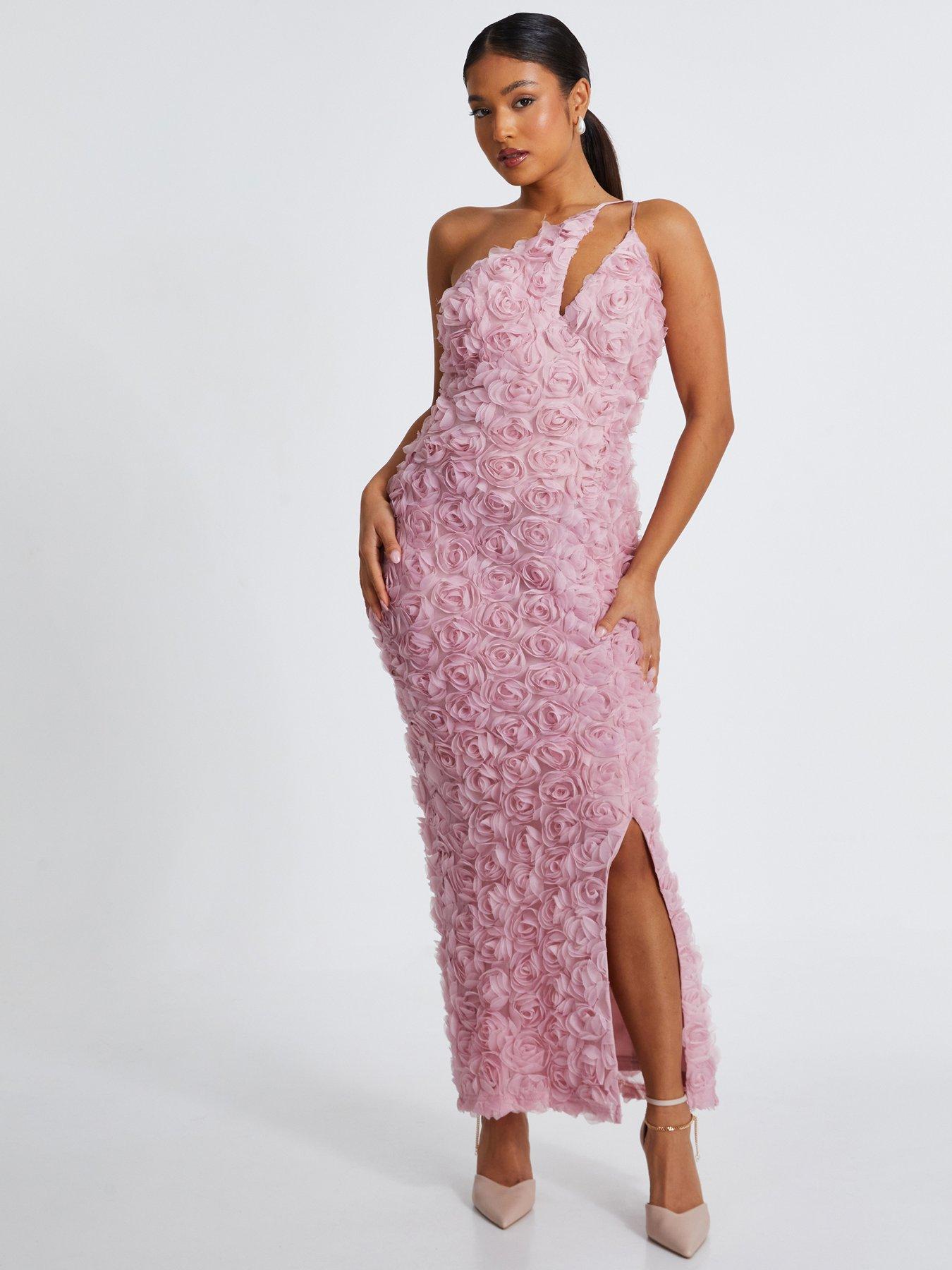 undefined Petite Blush One Shoulder Floral Maxi Dress