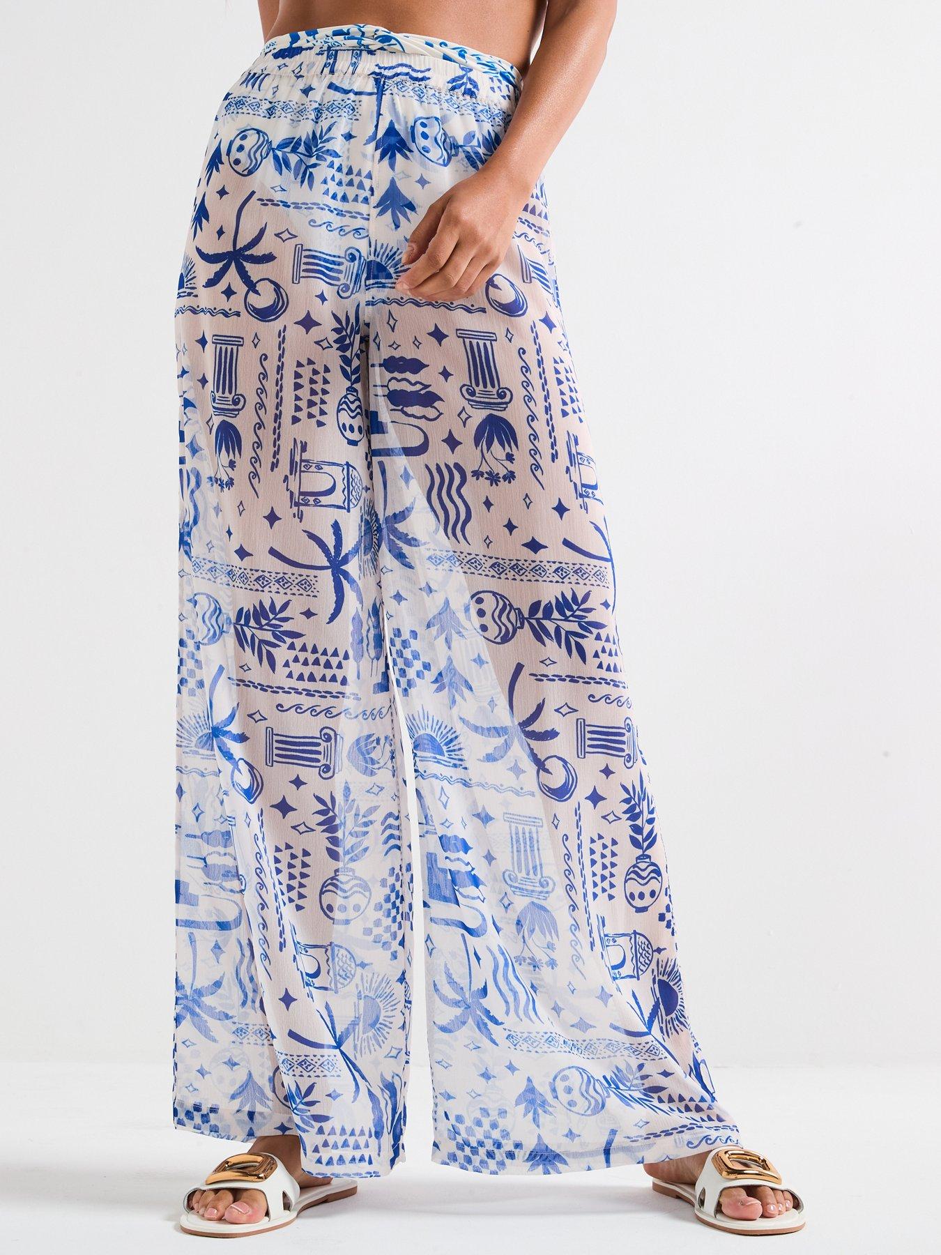 undefined Printed Chiffon Beach Trousers - Multi