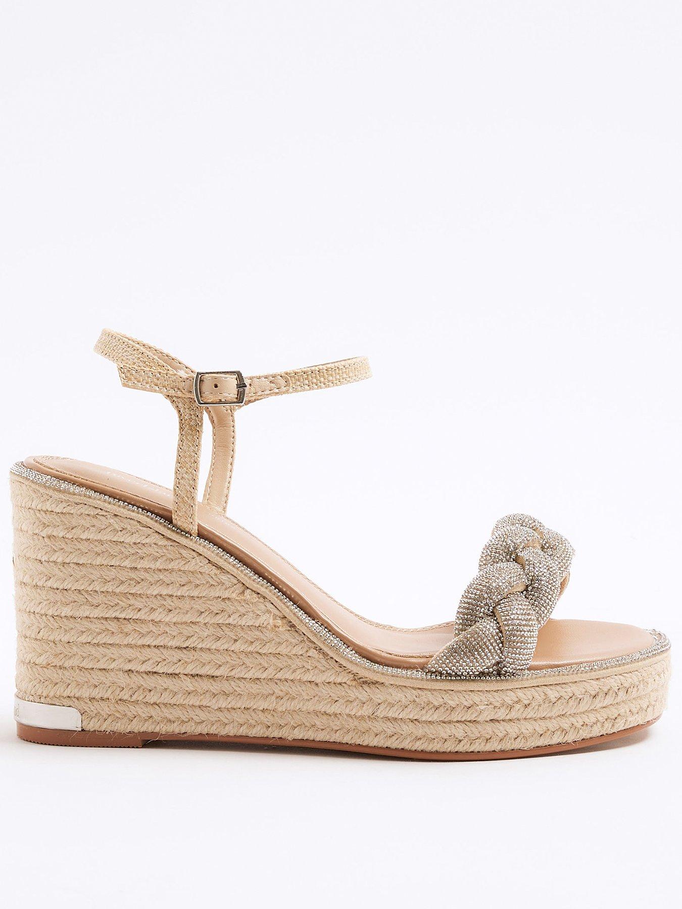undefined Open Toe Wedge Sandals - Silver