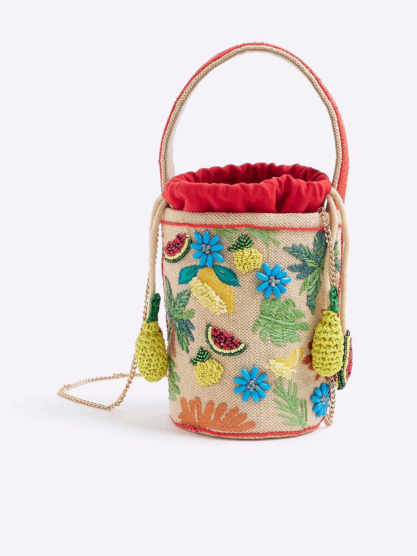 undefined Beaded Basket - Beige