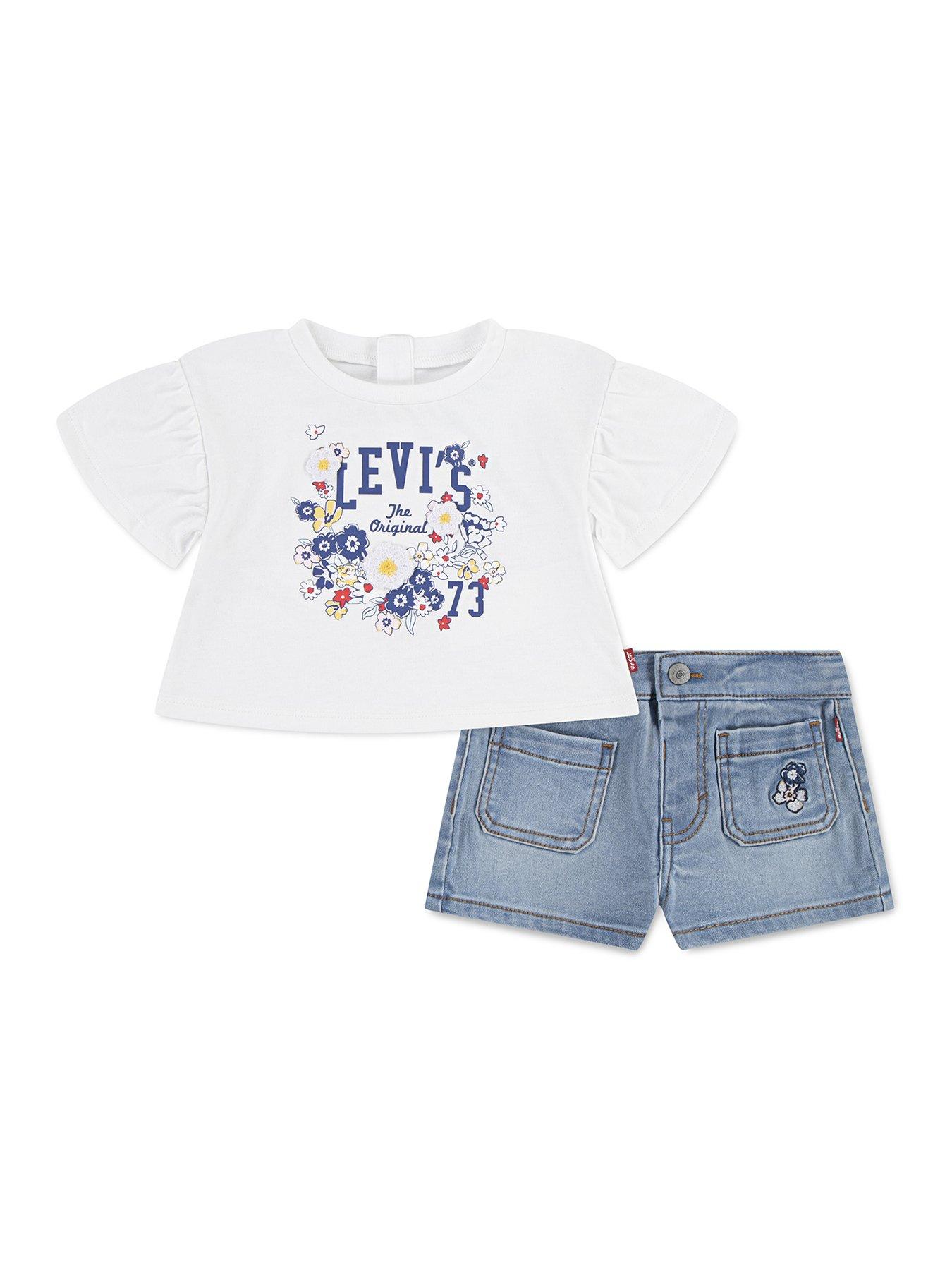 undefined Baby Girls Flutter Sleeve Top And Short Set - White
