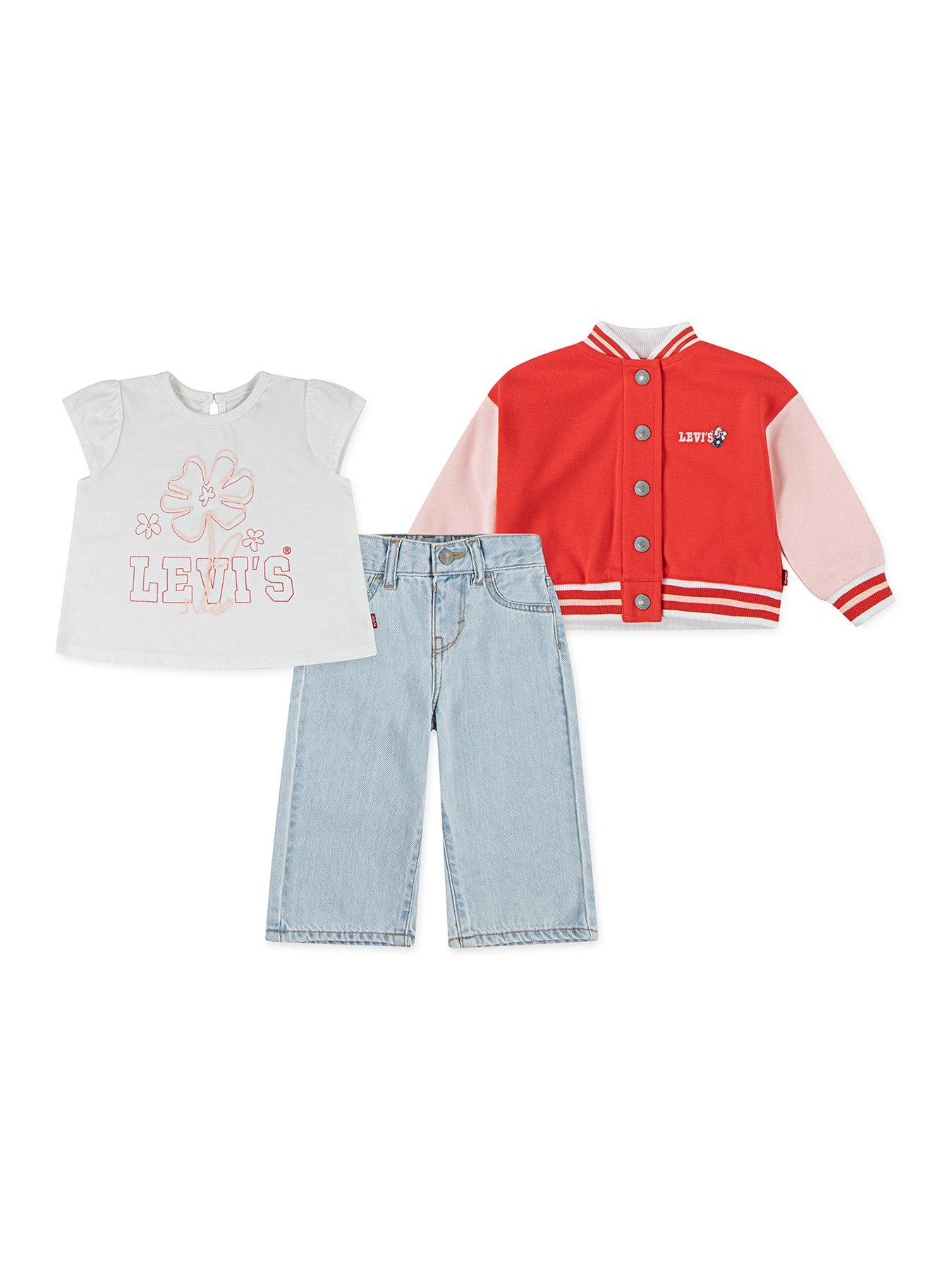 undefined Baby Girls Bomber Tee And Wide Pant Set - Red