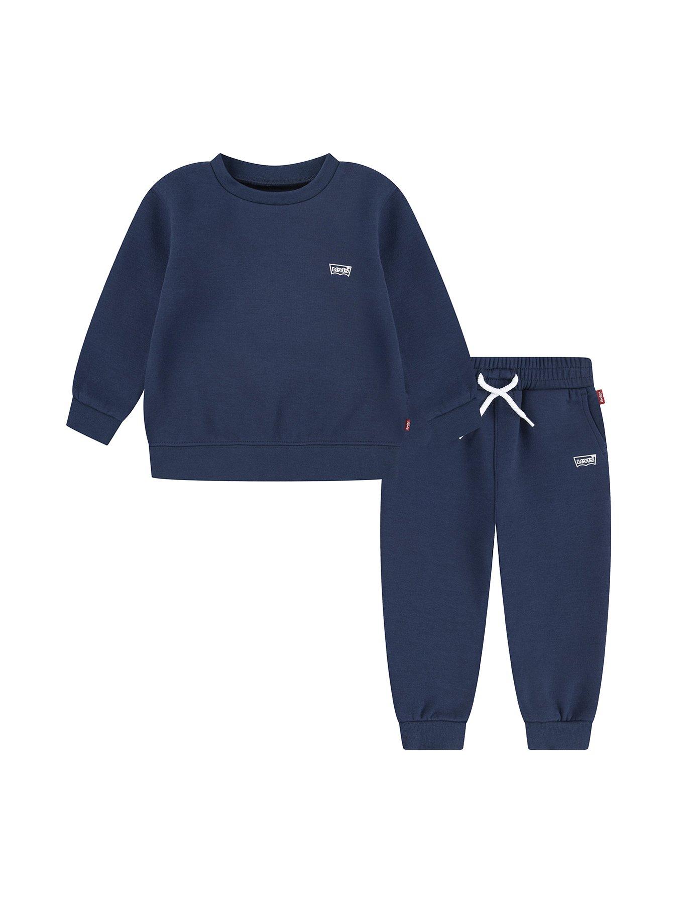 undefined Baby Boys Core Batwing Crew And Jog Set - Navy
